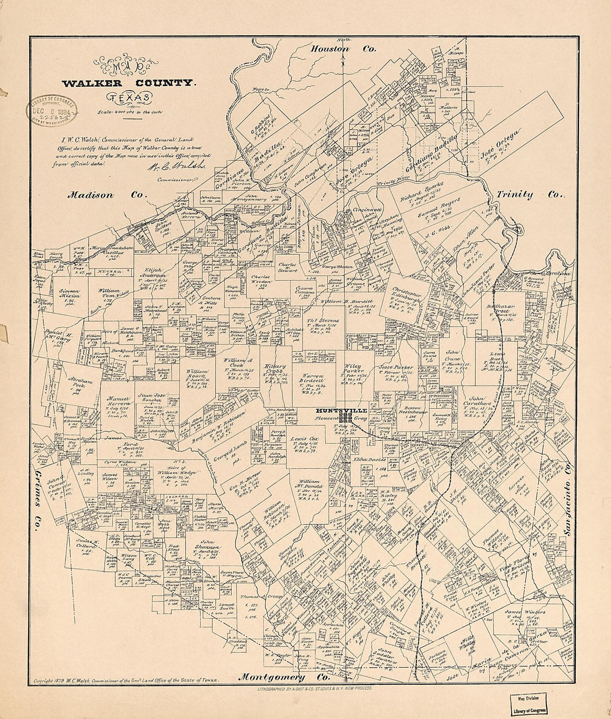 Map Walker County, Texas 1879 by Relic Map Company