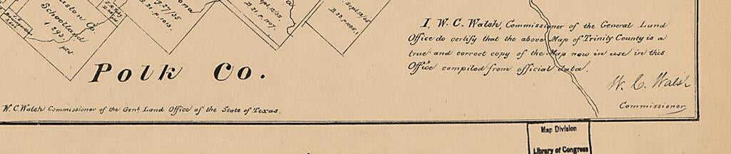 This old map of Trinity County, Texas. (Trinity County, Texas) from 1879 was created by  Texas. General Land Office, W. C. (William C.) Walsh in 1879