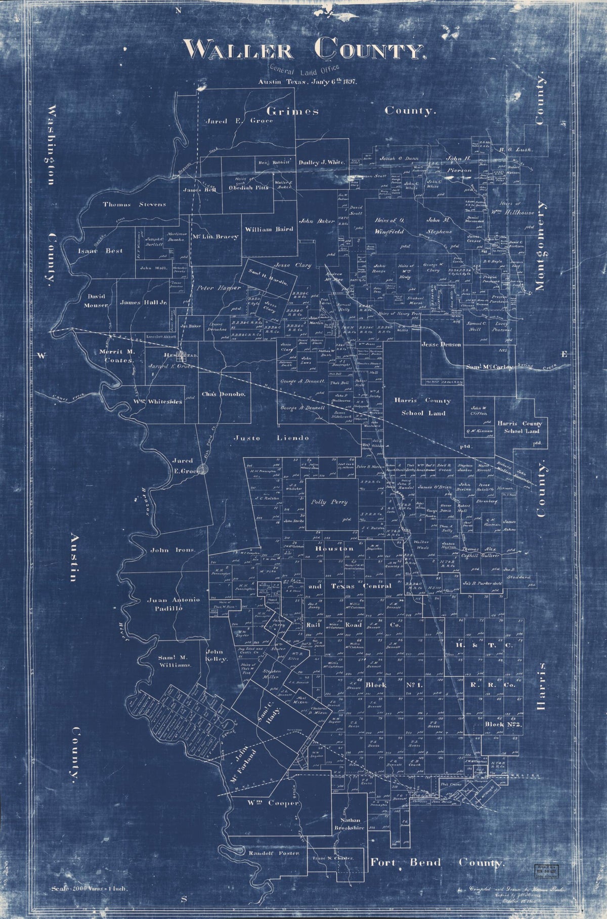 Waller County in 1897 by Relic Map Company