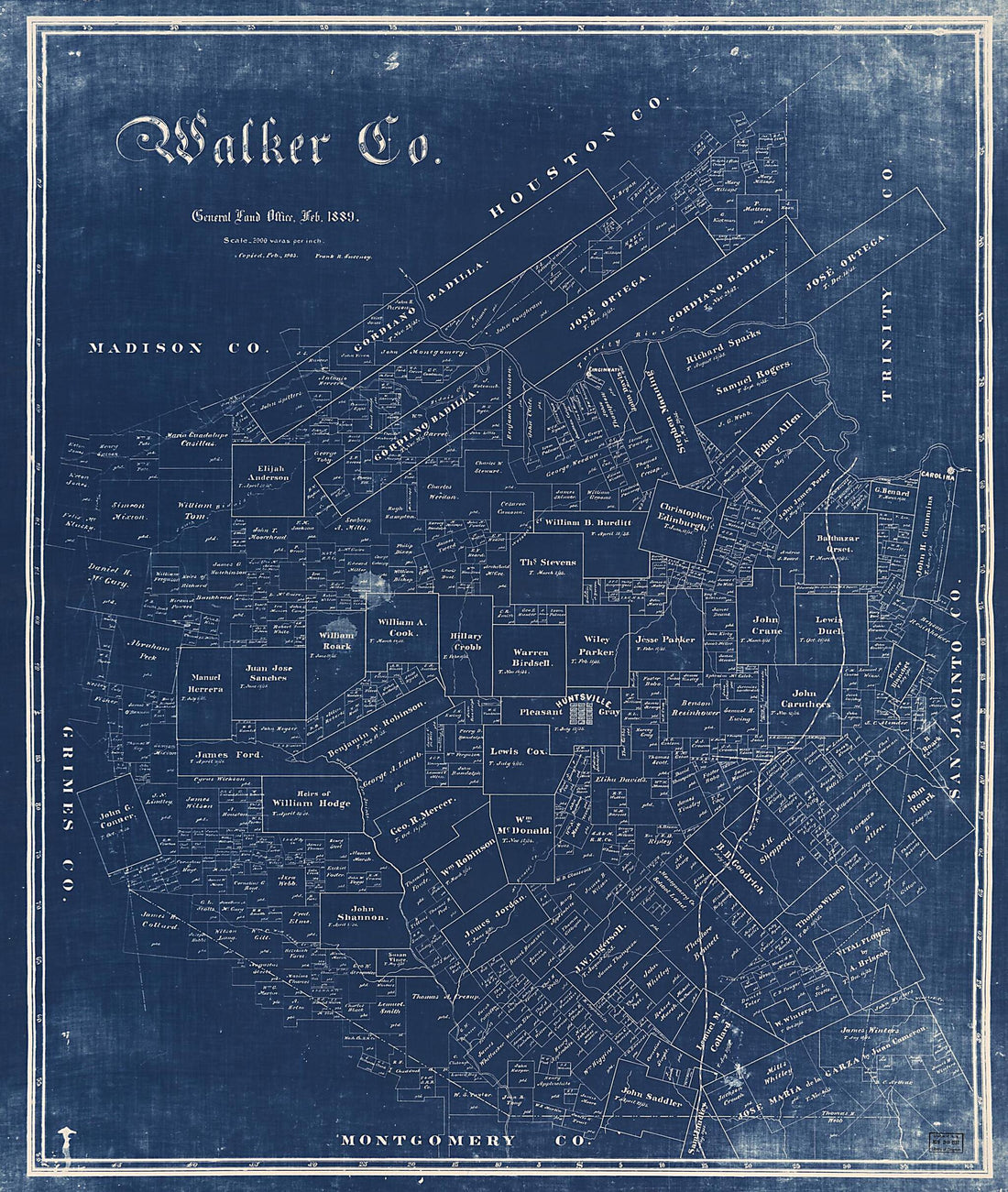 This old map of Walker County (Walker County, Texas) from 1889 was created by Texas. General Land Office in 1889