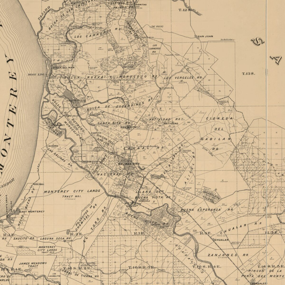 This old map of Official Map of Monterey County, California, from 1898 was created by Lou G. Hare,  W.B. Walkup & Co in 1898