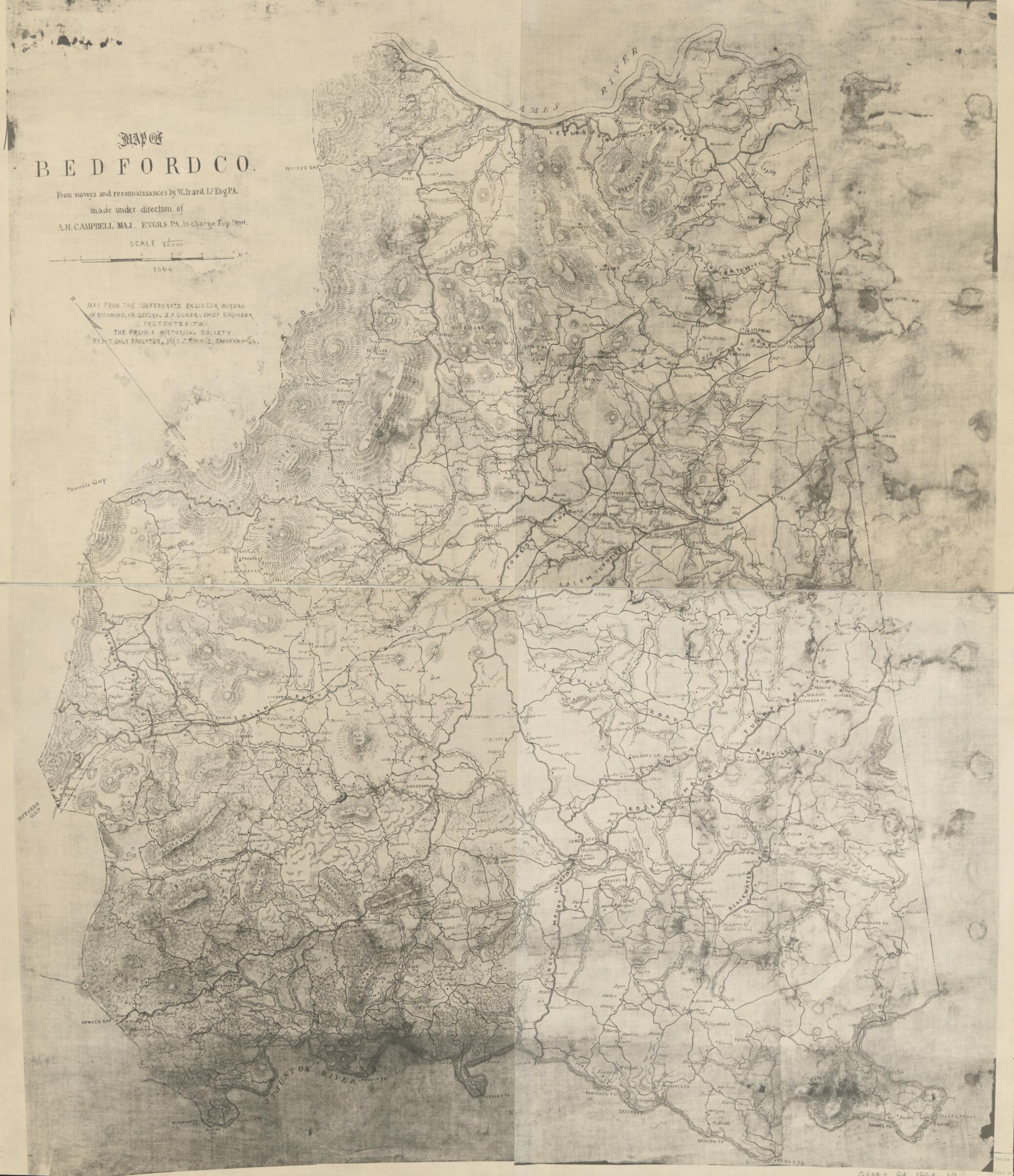 This old map of Map of Bedford Co. (Map of Bedford County) from 1864 was created by Albert H. (Albert Henry) Campbell, Confederate States of America. Army. Department of Northern Virginia. Chief Engineer&