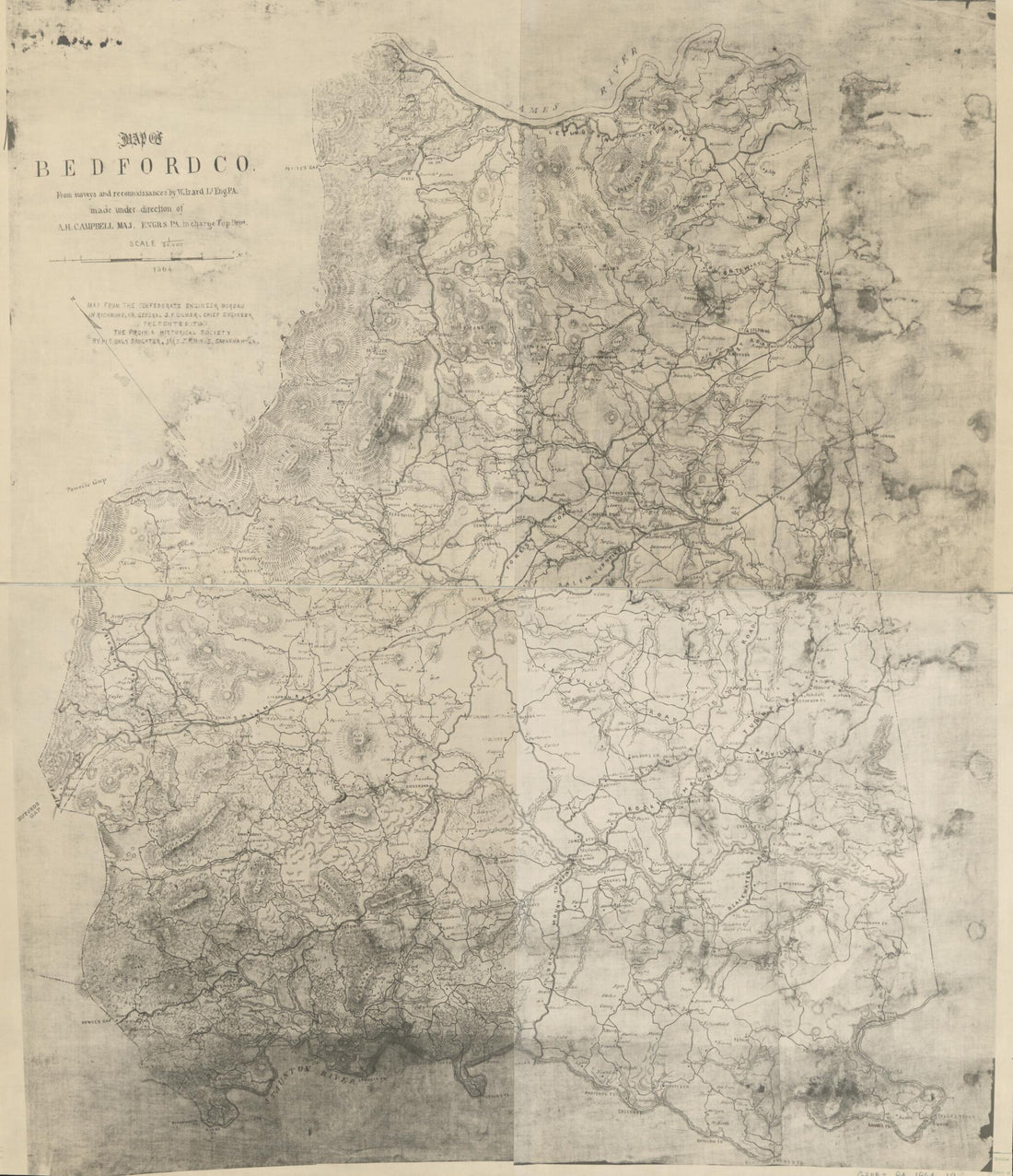 This old map of Map of Bedford Co. (Map of Bedford County) from 1864 was created by Albert H. (Albert Henry) Campbell, Confederate States of America. Army. Department of Northern Virginia. Chief Engineer&
