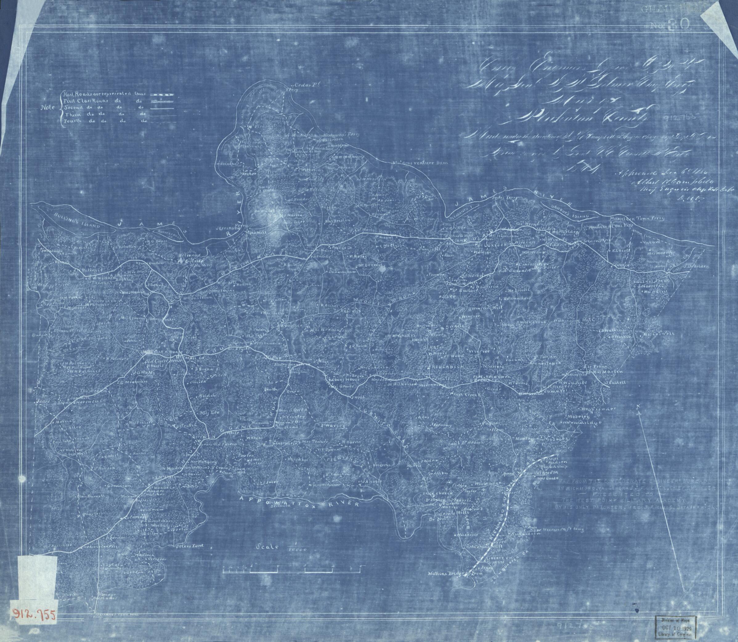 This old map of Map of Powhatan County from 1864 was created by Albert H. (Albert Henry) Campbell, Charles E. Cassell, Confederate States of America. Army. Department of Northern Virginia, Jeremy Francis Gilmer, Louisa Porter Minis, United States Milit