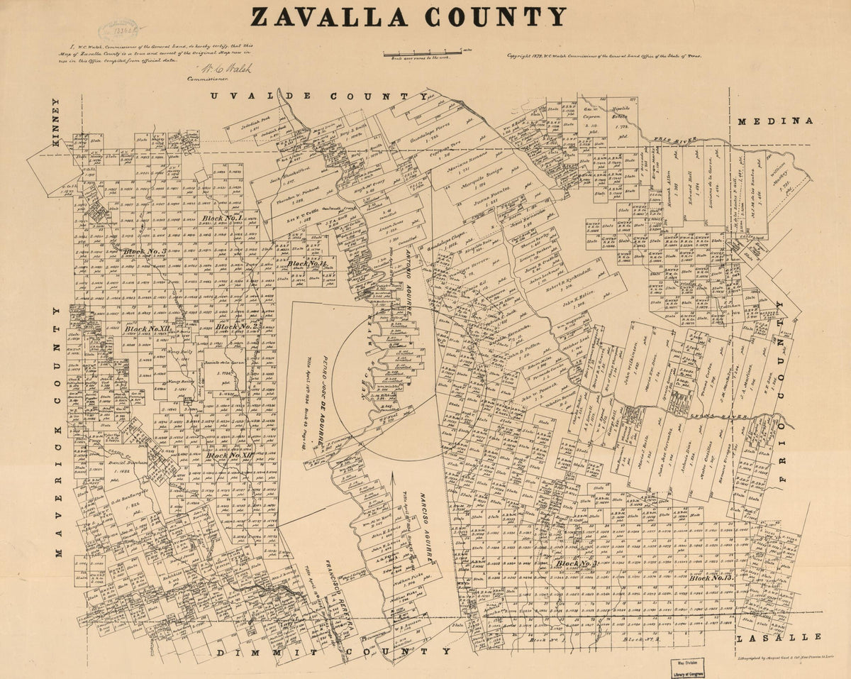 Zavalla sic. County. (Zavala County) 1879 by Relic Map Company