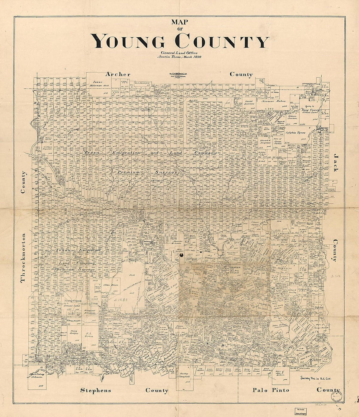 Map of Young County 1898 by Relic Map Company