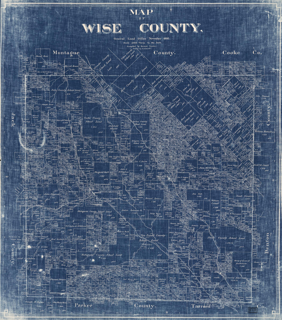 Map of Wise County in 1895 by Relic Map Company