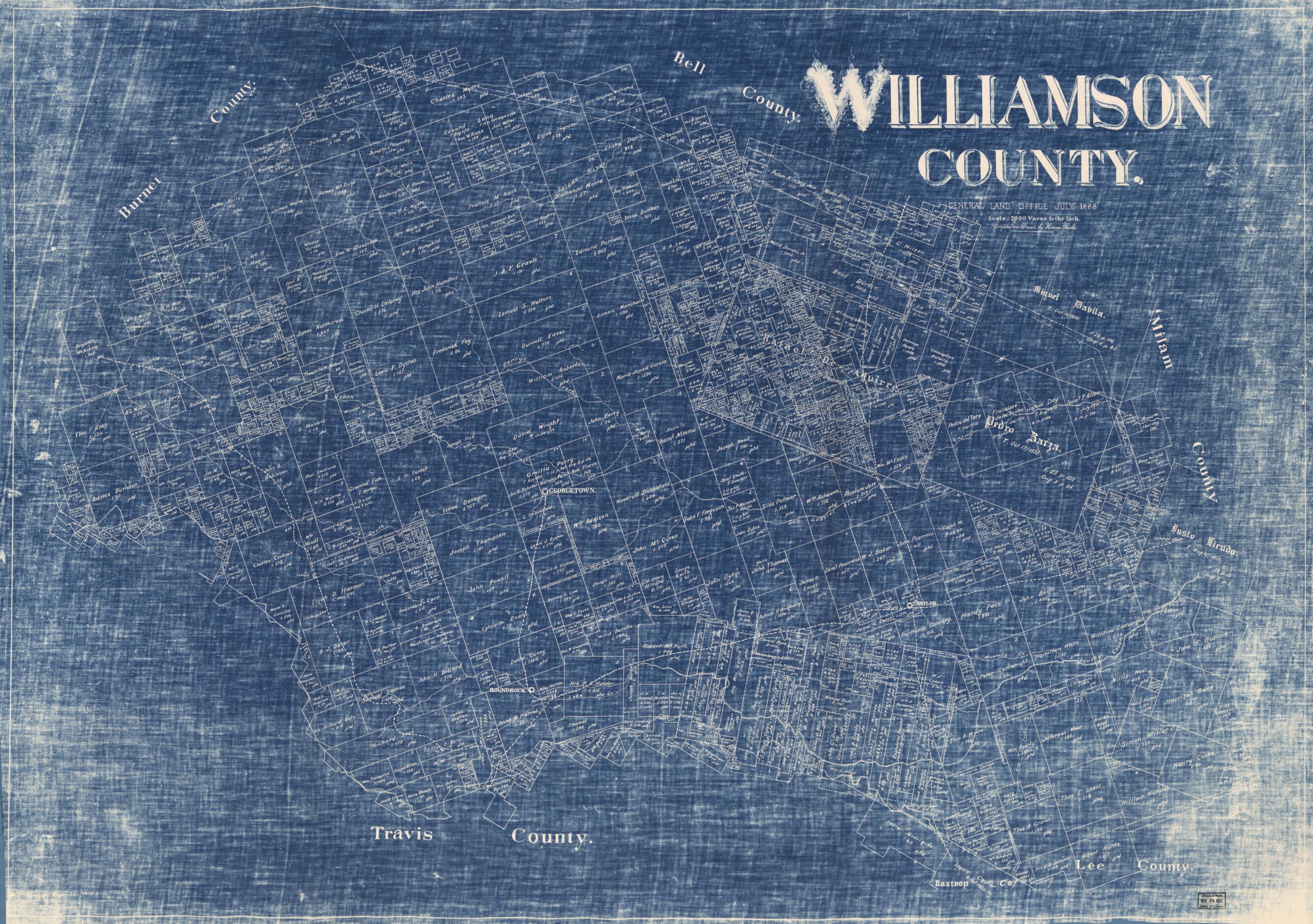 This old map of Williamson County / Compiled and Drawn by Herman Pressler from 1888 was created by Herman Pressler, Texas. General Land Office in 1888