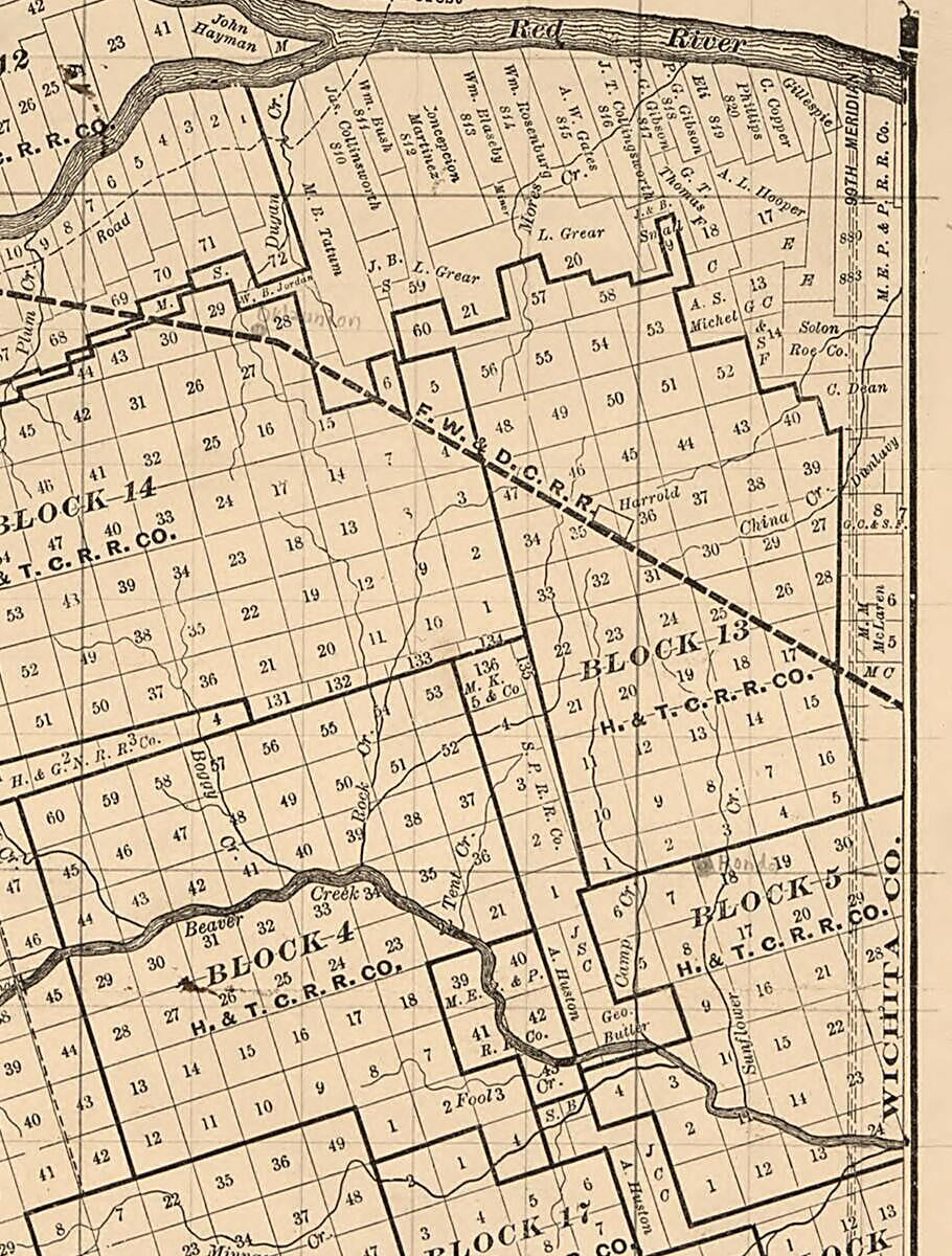 This old map of Map of Wilbarger County, Texas from 1887 was created by J. A. Nabers in 1887