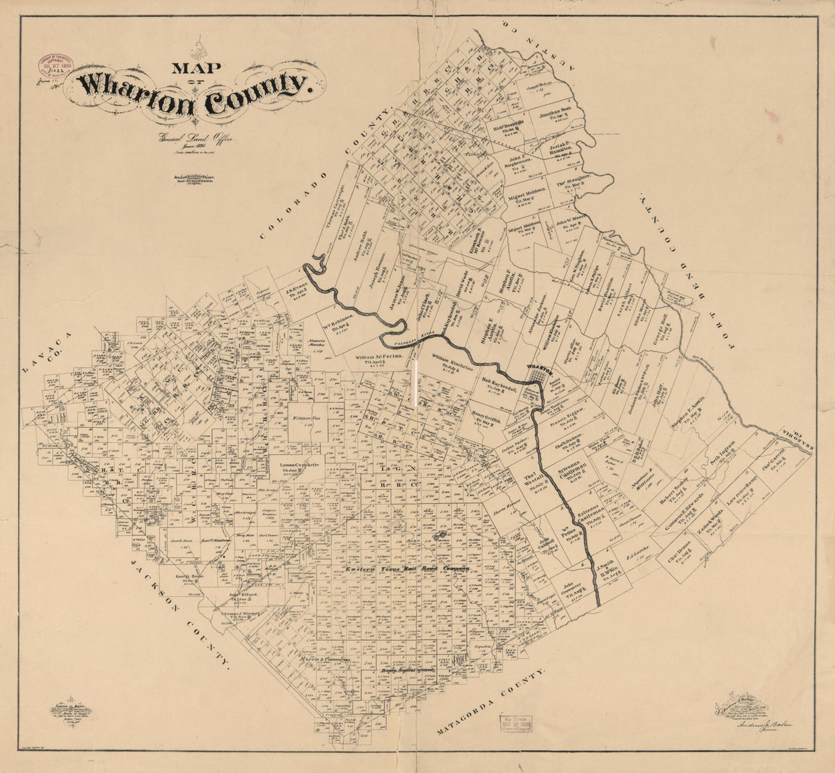 Map of Wharton County 1895 by Relic Map Company