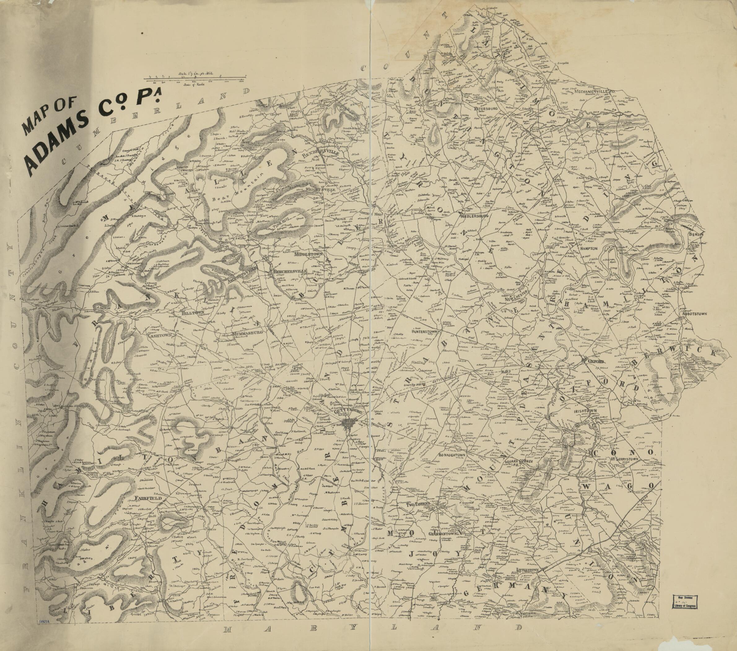 This old map of Map of Adams Co., Pennsylvania from 1858 was created by in 1858