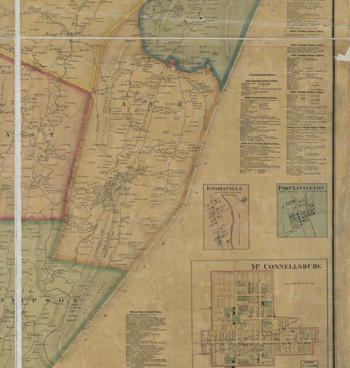 This old map of Map of Fulton Co., Pennsylvania from 1873 was created by  A. Pomeroy & Co, F. (Frederick) Bourquin,  Worley & Bracher in 1873