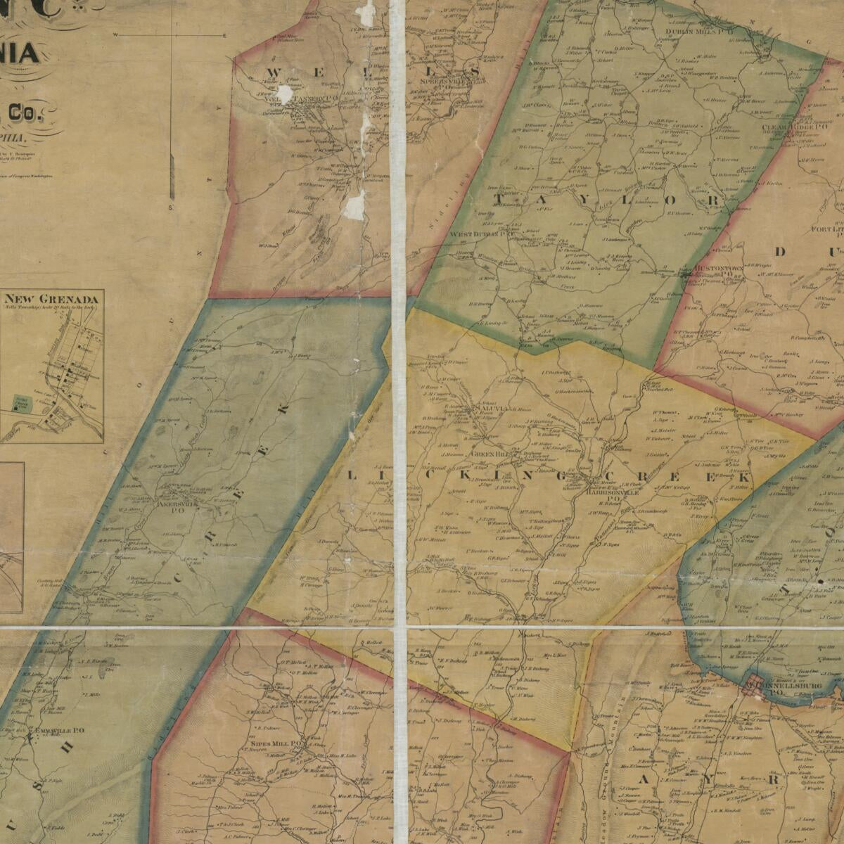 This old map of Map of Fulton Co., Pennsylvania from 1873 was created by  A. Pomeroy & Co, F. (Frederick) Bourquin,  Worley & Bracher in 1873