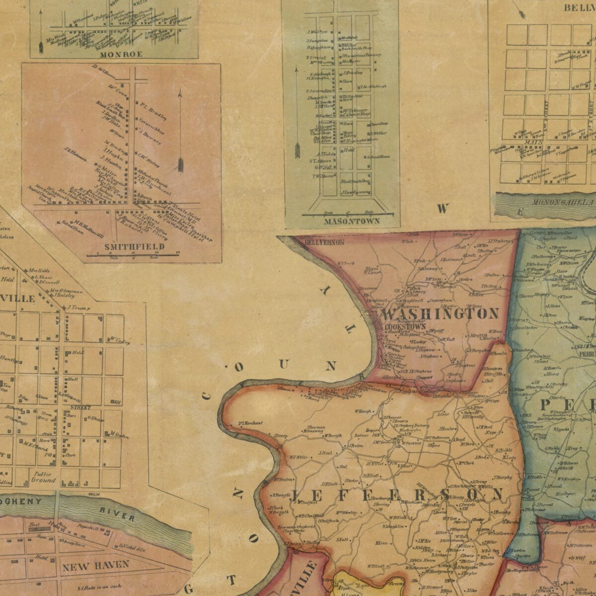 This old map of Map of Fayette County, Pennsylvania : from Actual Surveys from 1858 was created by Wm. J. (William J.) Barker,  McLaughlin & Kinter,  Wm. J. Barker & Co in 1858