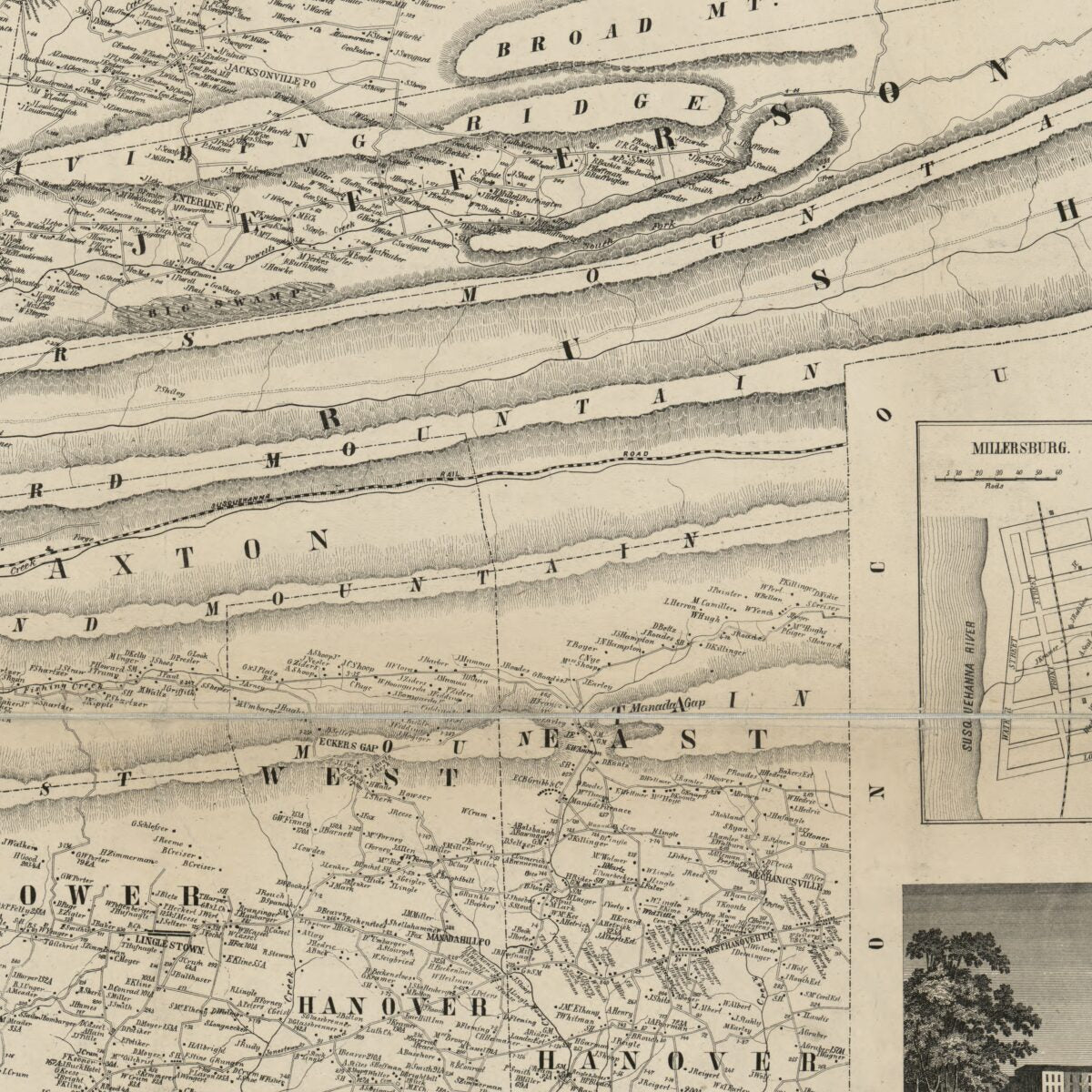 This old map of Map of Dauphin County, Pennsylvania : from Actual Surveys from 1858 was created by Wm. J. (William J.) Barker, J. Southwick,  Wm. J. Barker & Co in 1858