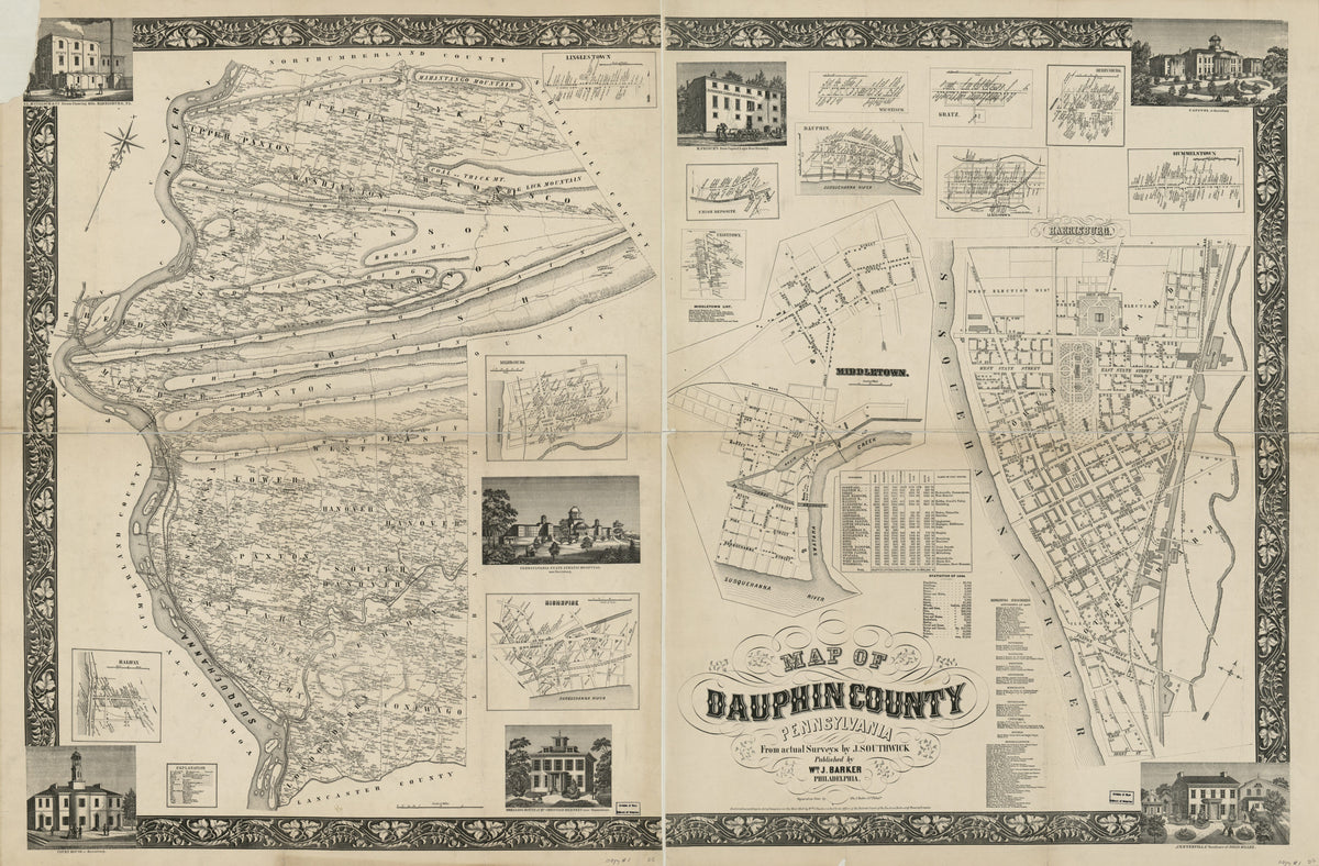 Map of Dauphin County, Pennsylvania : From Actual Surveys in 1858 by Relic Map Company