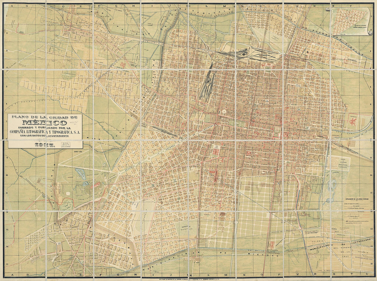 Plano De La Ciudad De México (Ciudad De México) 1917 by Relic Map Company