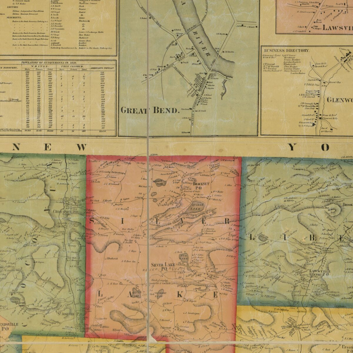 This old map of Map of Susquehanna Co., Pennsylvania : from Actual Survey from 1858 was created by Griffith Morgan Hopkins,  Lee & Marsh, Robert Pearsall Smith in 1858