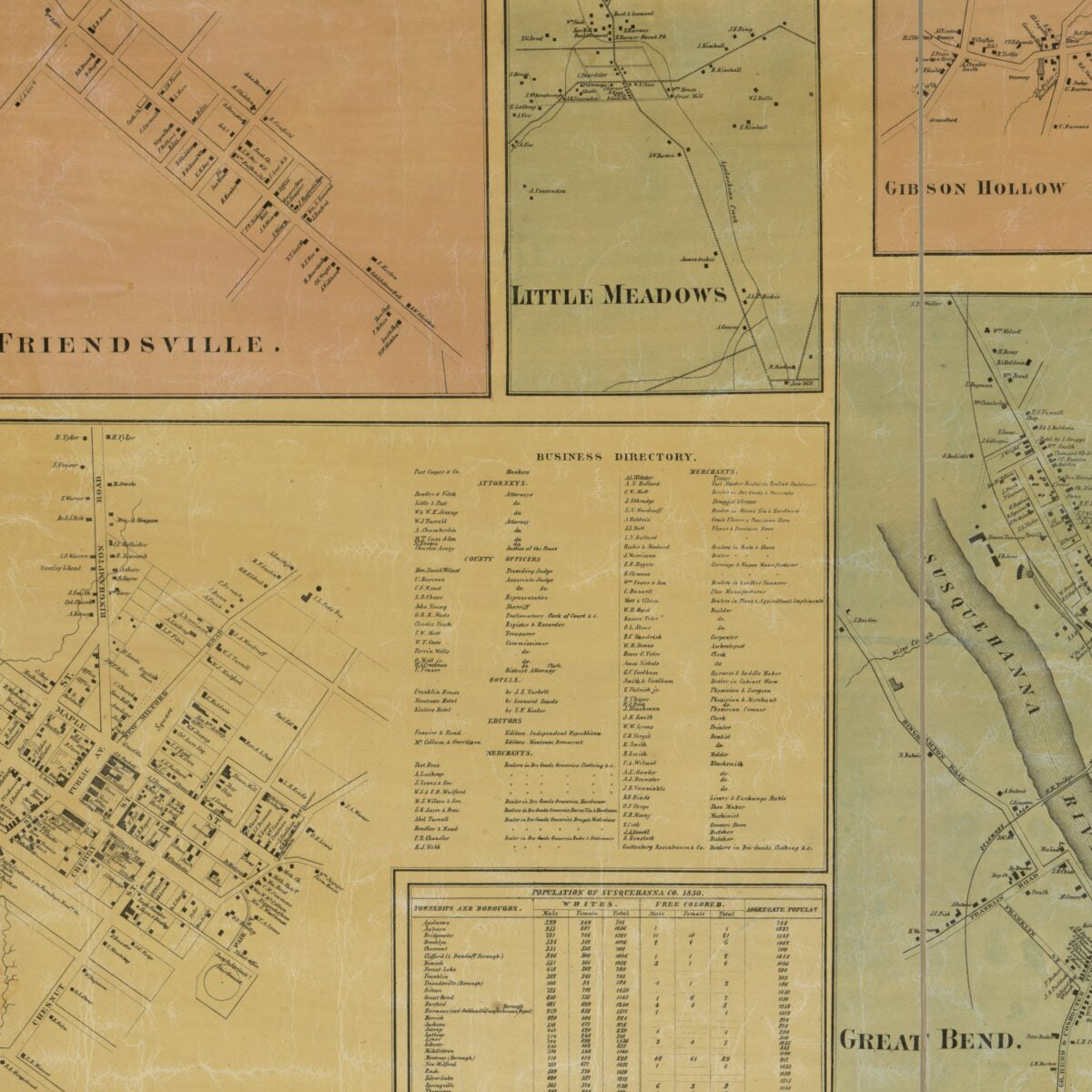 This old map of Map of Susquehanna Co., Pennsylvania : from Actual Survey from 1858 was created by Griffith Morgan Hopkins,  Lee & Marsh, Robert Pearsall Smith in 1858