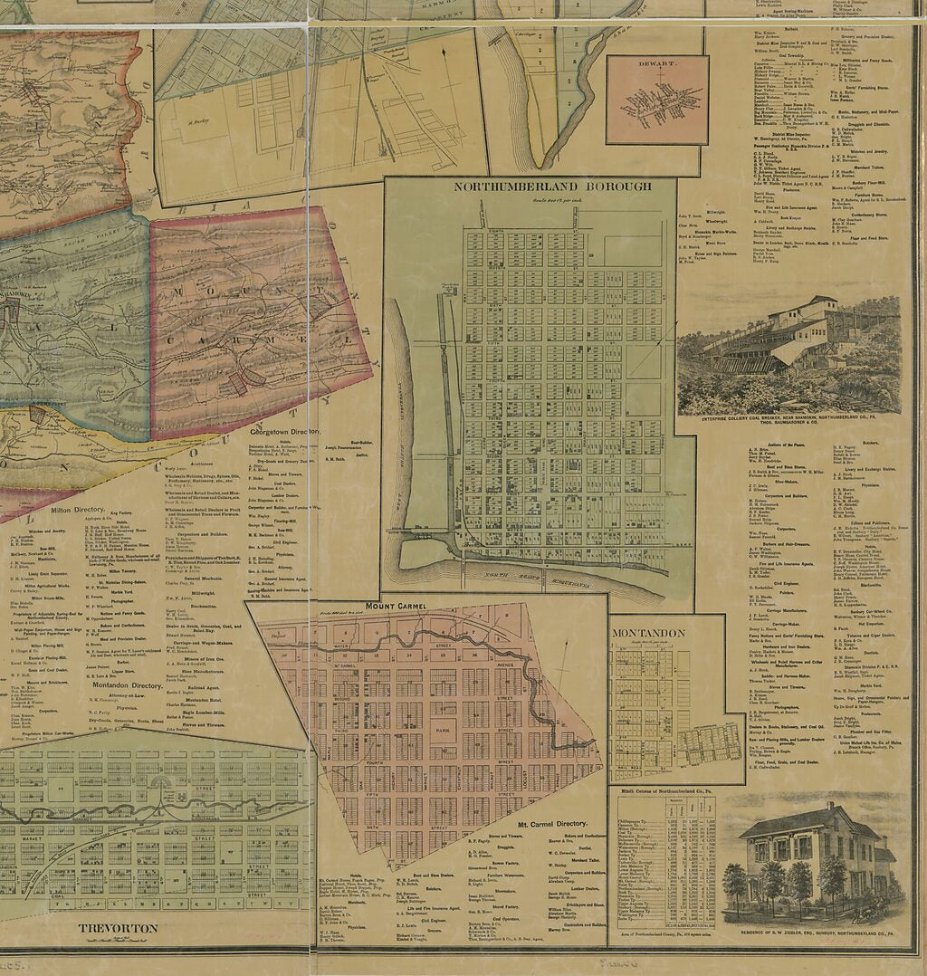 This old map of Map of Northumberland County, Pennsylvania : from Actual Surveys from 1874 was created by R. A. Ammerman, Kimber Cleaver, J. A. J. Cummings, Griffith Morgan Hopkins, John L. Smith in 1874