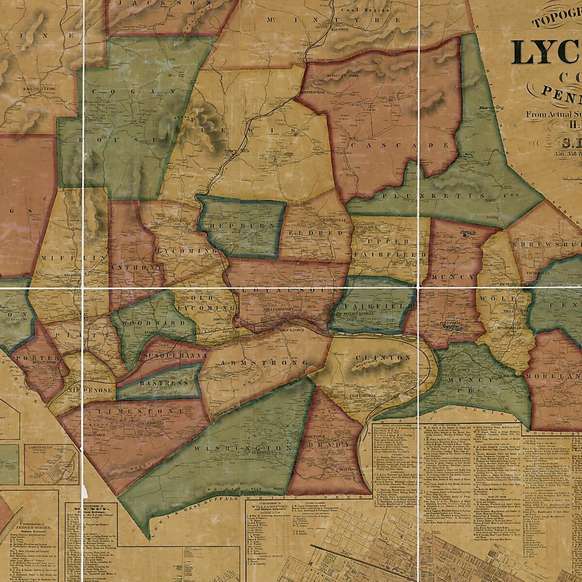 This old map of Topographical Map of Lycoming County, Pennsylvania : from Actual Surveys from 1861 was created by  H.F. Walling&