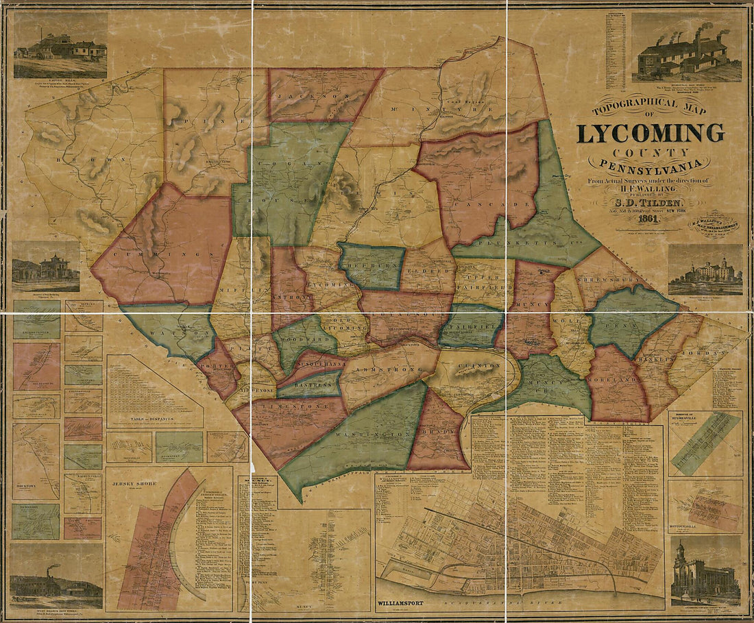 This old map of Topographical Map of Lycoming County, Pennsylvania : from Actual Surveys from 1861 was created by H.F. Walling&