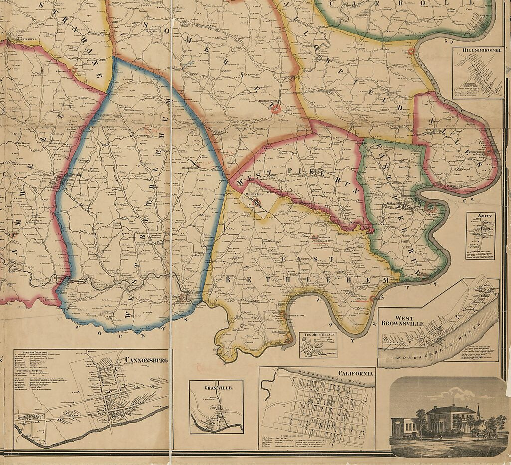 This old map of Map of Washington County, Pennsylvania : from Actual Surveys from 1861 was created by  A. Pomeroy & S.W. Treat, F. W. (Frederick W.) Beers, S. N. Beers,  G.G. Soule & E.H. Quick,  Worley & Bracher in 1861