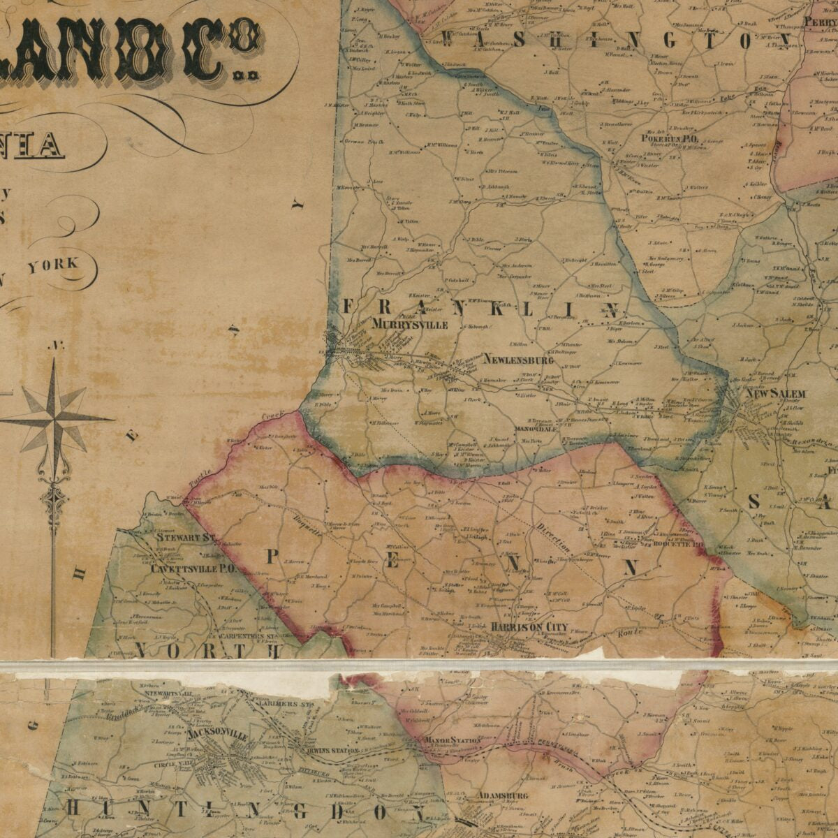 This old map of Map of Westmoreland Co., Pennsylvania : from Actual Surveys from 1857 was created by N. S. Ames, Wm. J. (William J.) Barker, D. J. Lake in 1857