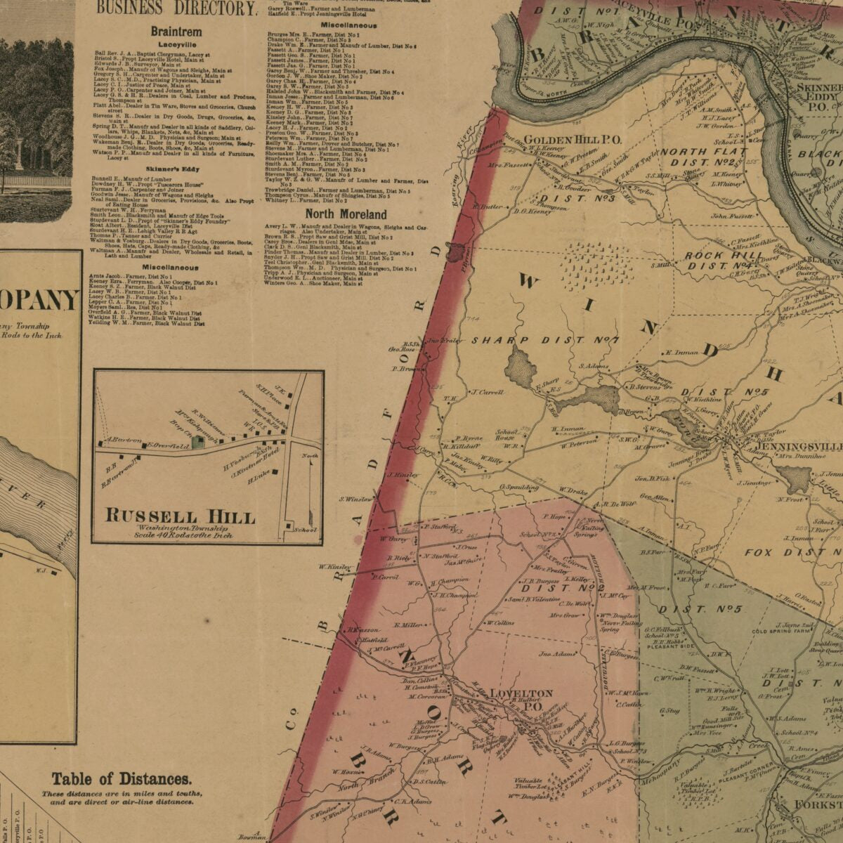 This old map of Topographical Map of Wyoming Co., Pennsylvania : from Recent and Actual Surveys and Records from 1869 was created by F. W. (Frederick W.) Beers, F. S. Fulmer, Wm. Homer (William Homer) Hubbell, James McGuigan,  Worley & Bracher in 1869