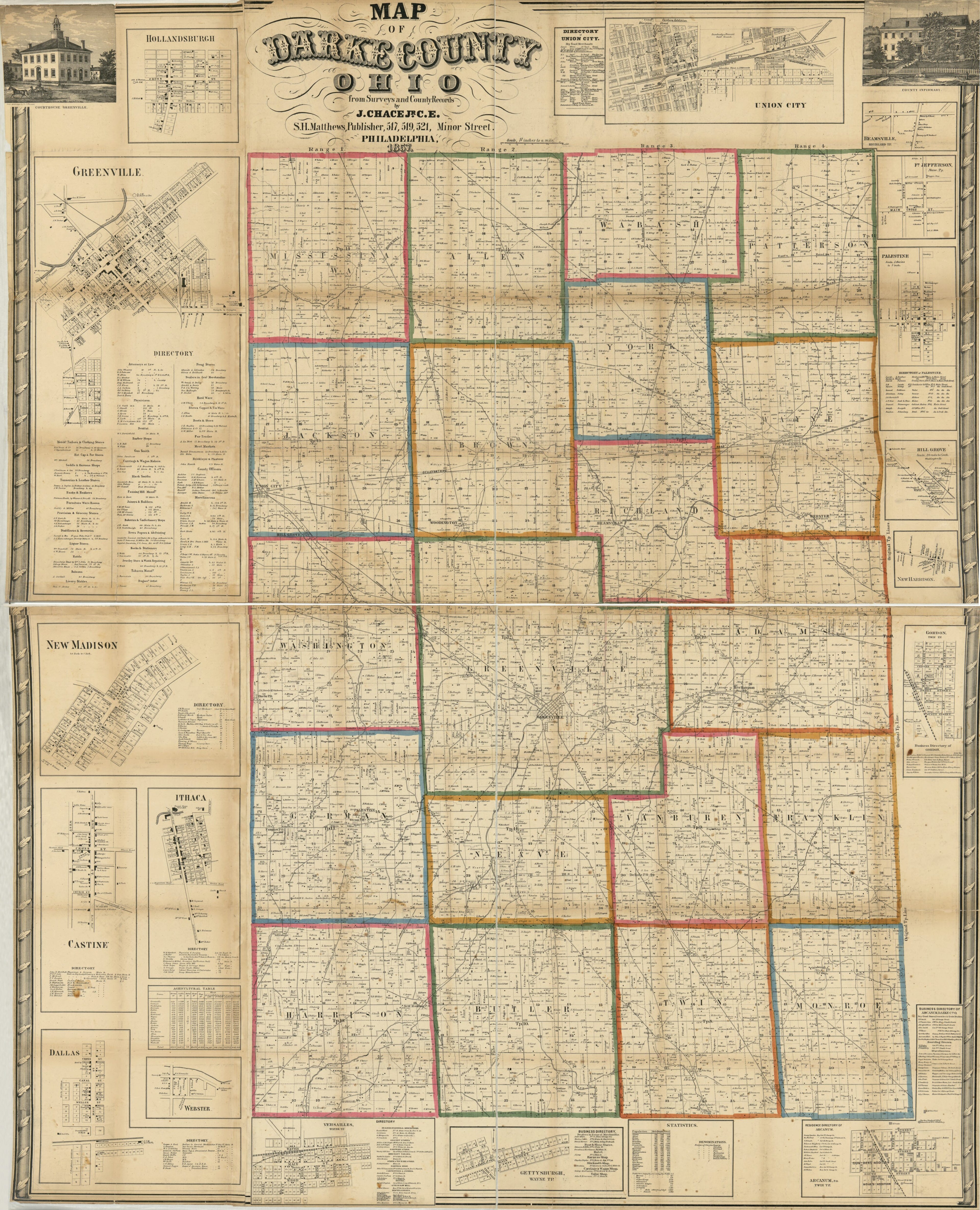 Map of Darke County, Ohio in 1857 by Relic Map Company