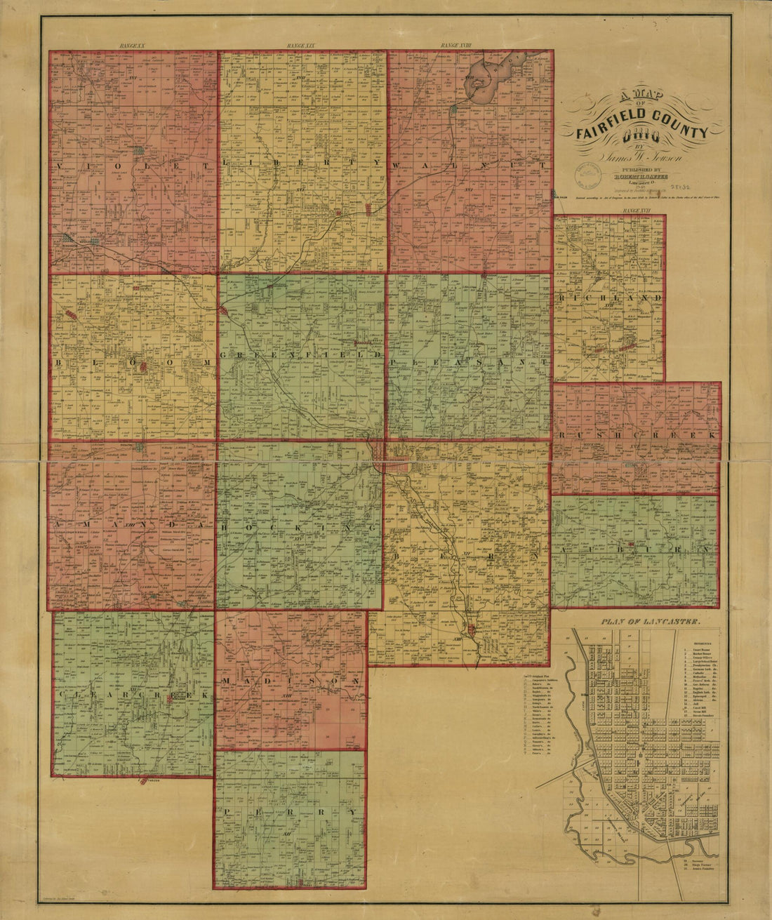 This old map of A Map of Fairfield County, Ohio from 1848 was created by Doolittle & Munson, James W. Towson in 1848