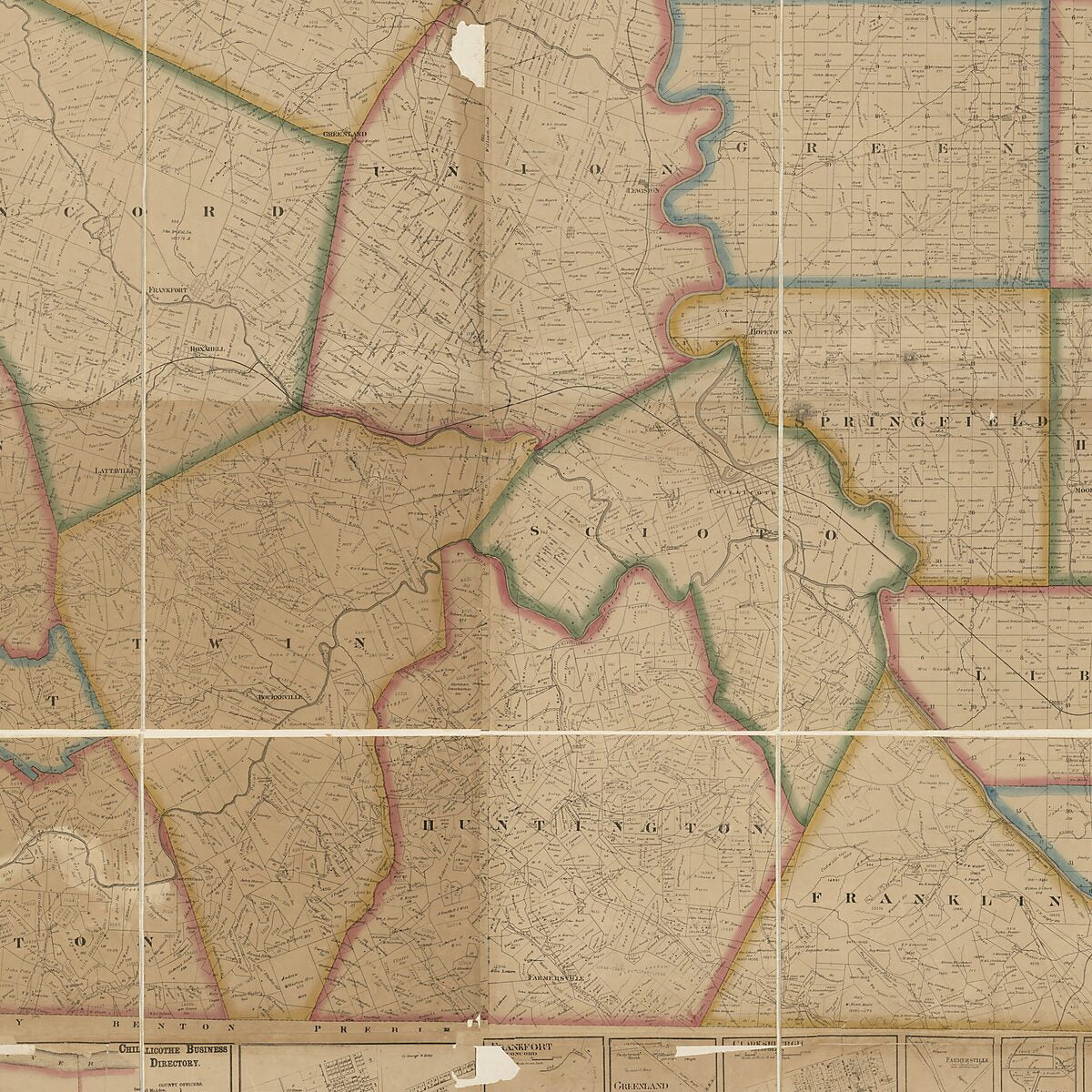 This old map of Topographical Map of Ross County, Ohio from 1860 was created by  H.F. Walling&