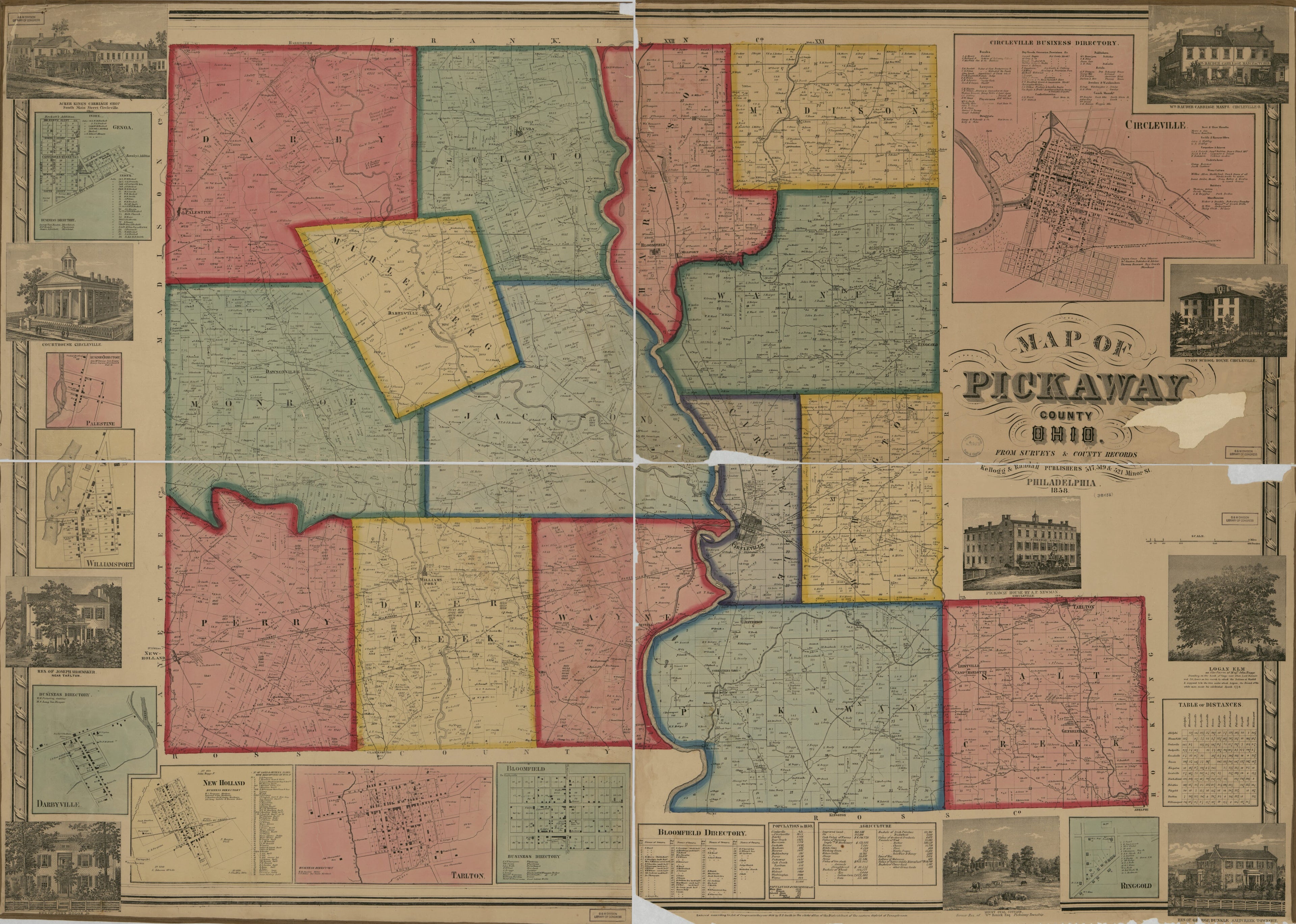This old map of Map of Pickaway County, Ohio from 1858 was created by Kellogg & Randall in 1858