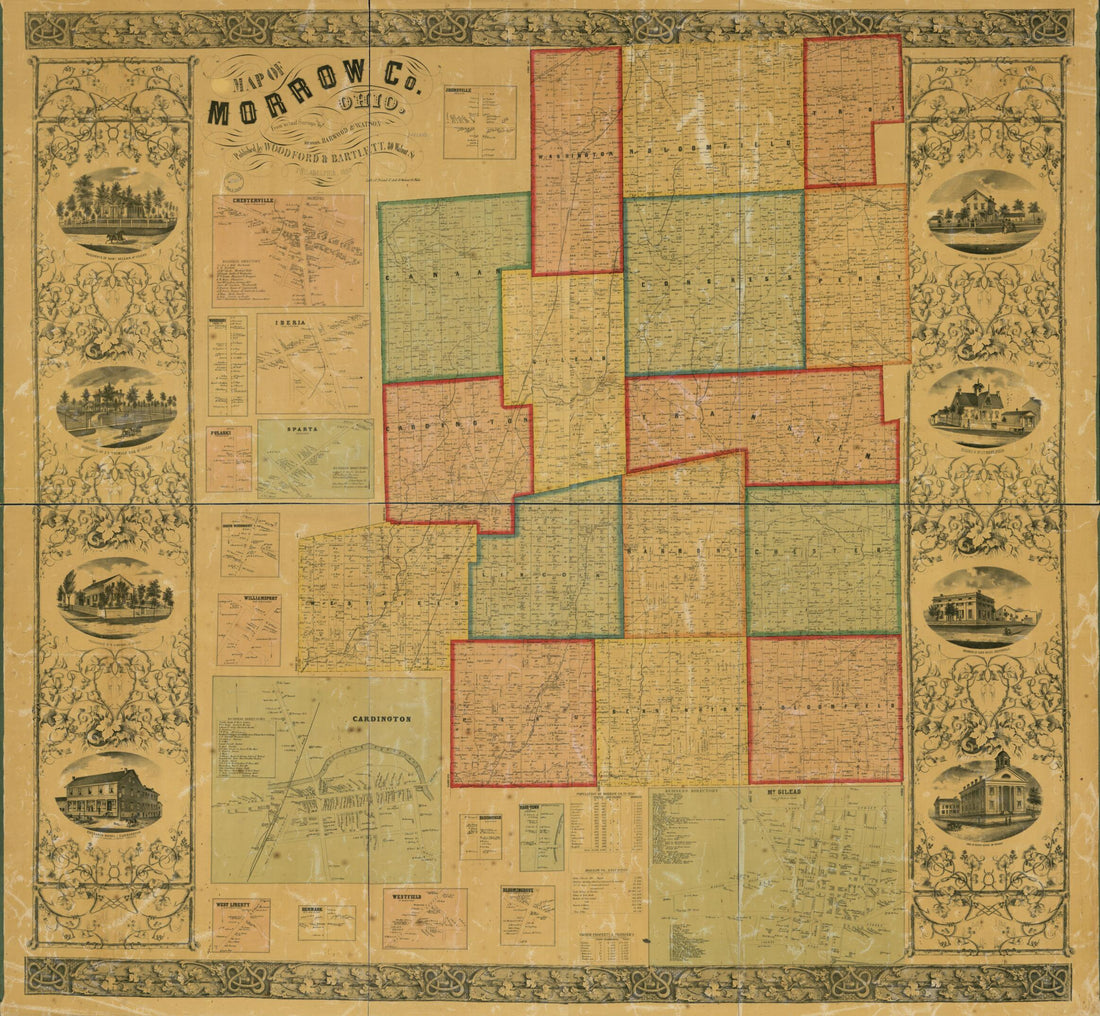 This old map of Map of Morrow Co., Ohio from 1857 was created by Friend & Aub, Harwood & Watson, Woodford & Bartlett in 1857