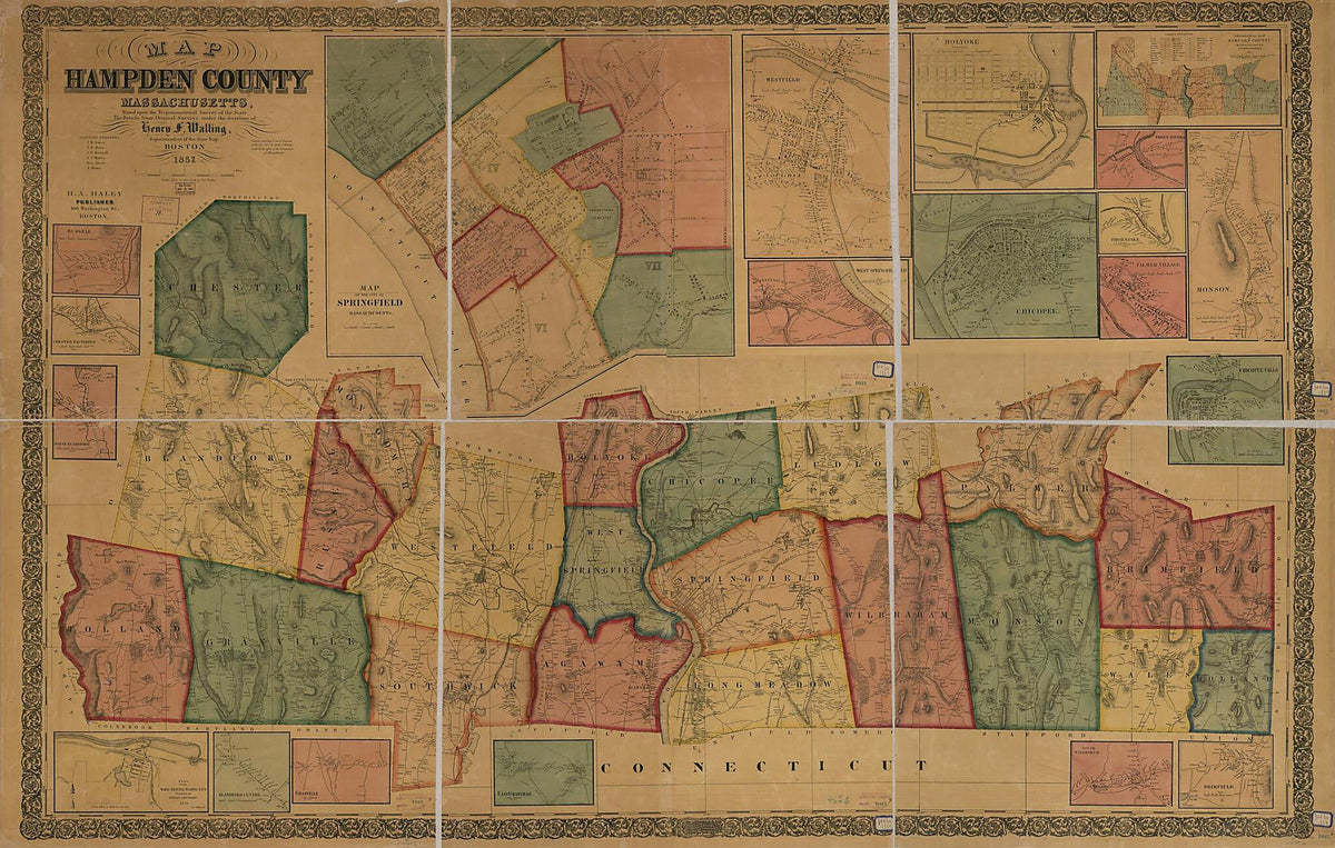 Map of Hampden County, Massachusetts (Hampden County, Massachusetts) 1857 by Relic Map Company