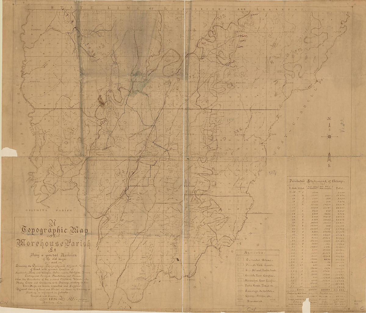 A Topographical Map of Morehouse Parish, La. : Being a General Revision of Old Maps 1896 by Relic Map Company