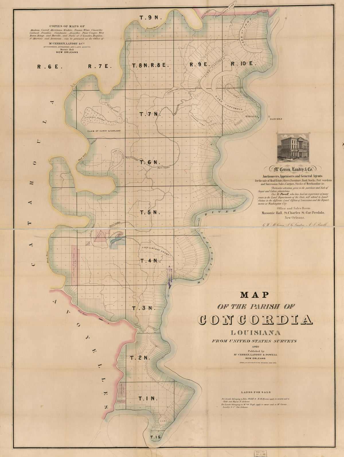 Map of the Parish of Concordia, Louisiana : from United States Surveys 1860 by Relic Map Company