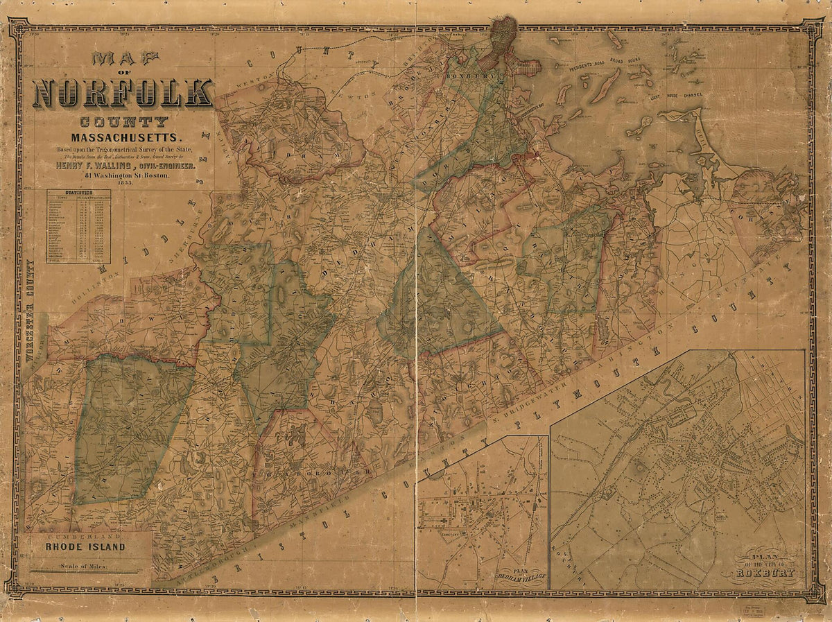 Map of Norfolk County, Massachusetts 1853 by Relic Map Company