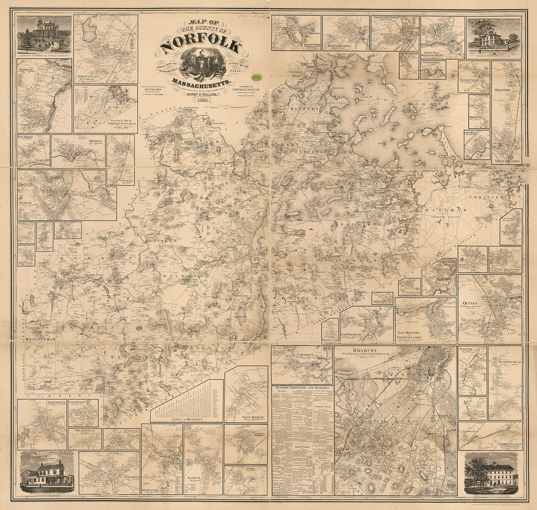 This old map of Map of the County of Norfolk, Massachusetts from 1858 was created by in 1858