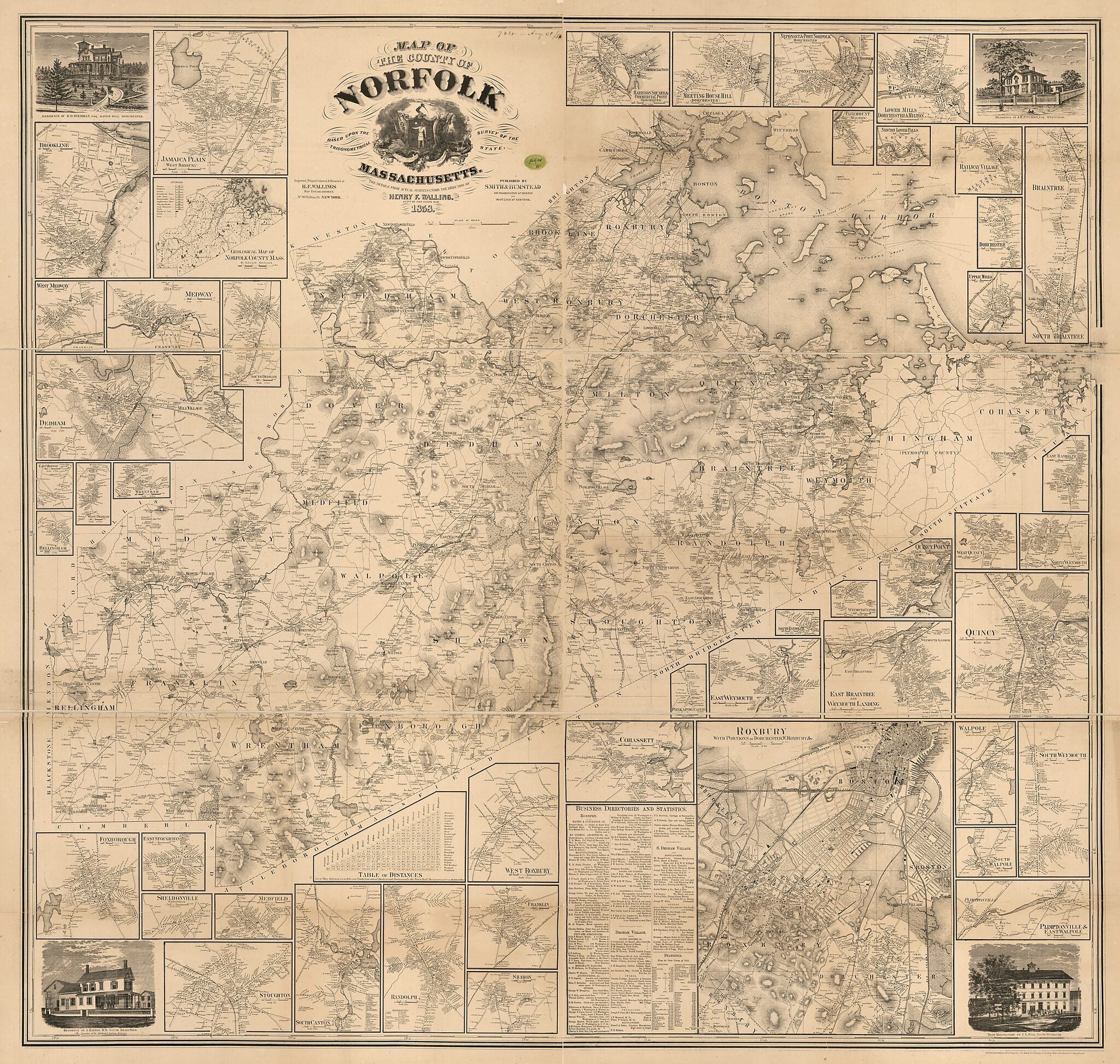 This old map of Map of the County of Norfolk, Massachusetts from 1858 was created by in 1858