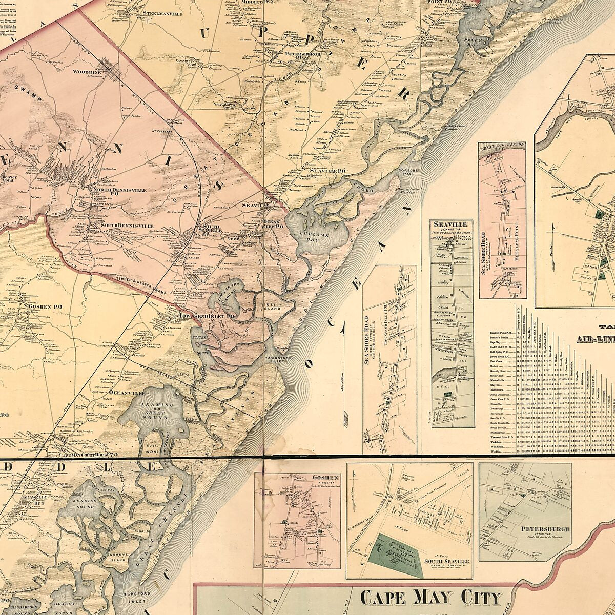 This old map of Topographical Map of Cape May County, New Jersey : from Recent and Actual Surveys from 1872 was created by Comstock & Cline Beers, F. W. (Frederick W.) Beers, Chas. (Charles) Hart, Louis E. Neumann in 1872