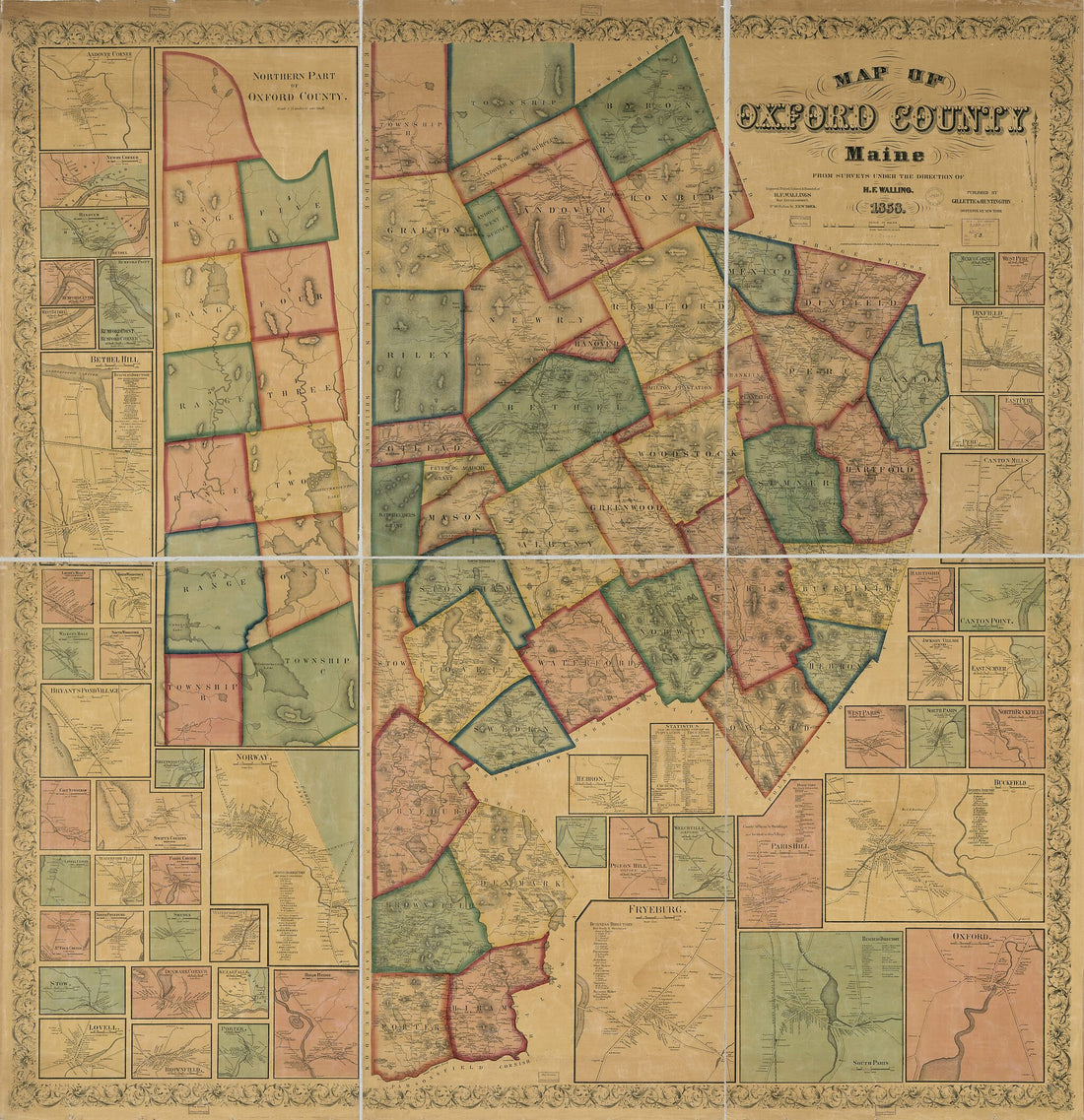 This old map of Map of Oxford County, Maine from 1858 was created by H.F. Walling&