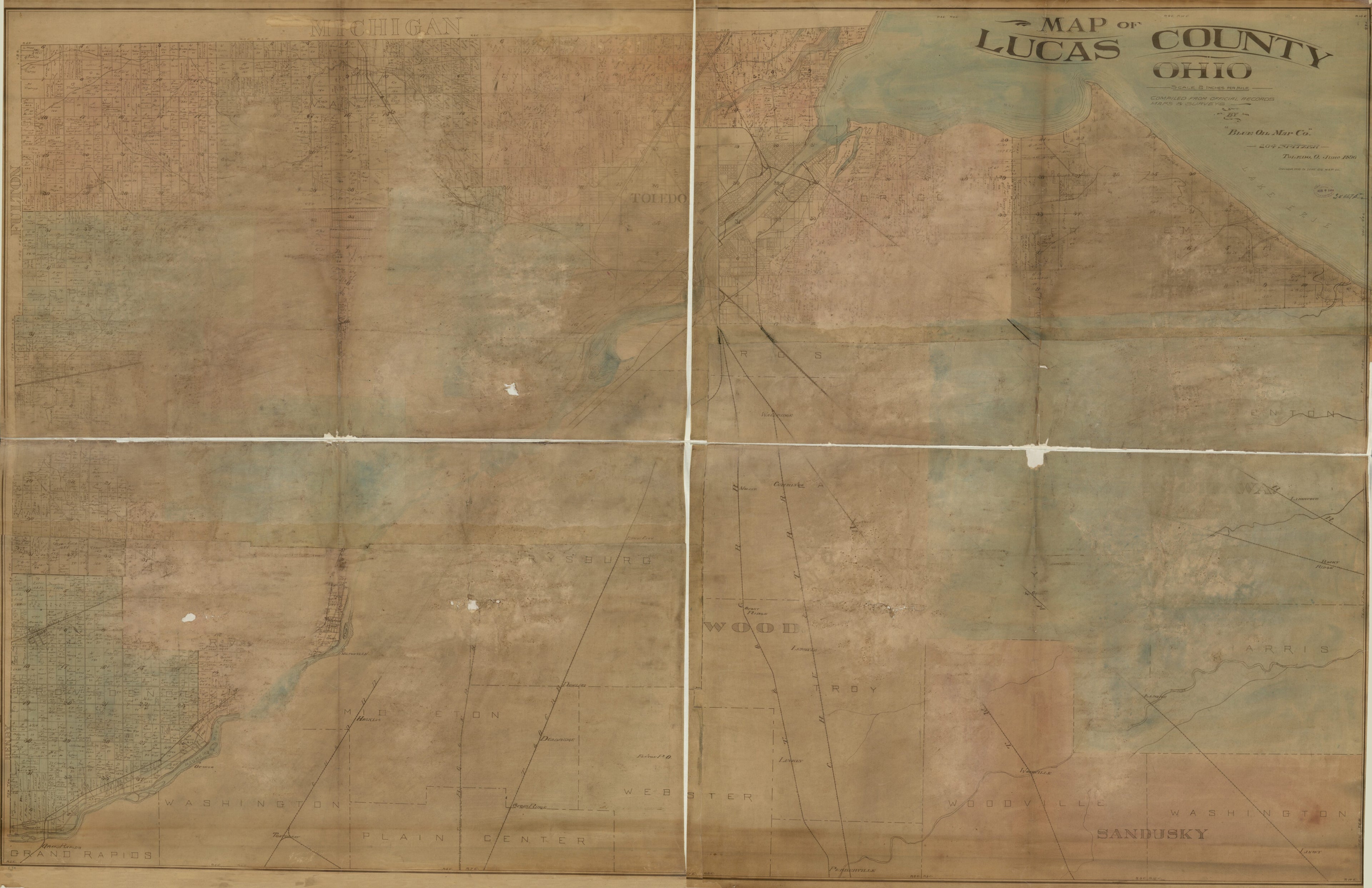 This old map of Map of Lucas County, Ohio from 1896 was created by Blue Oil Map Co in 1896