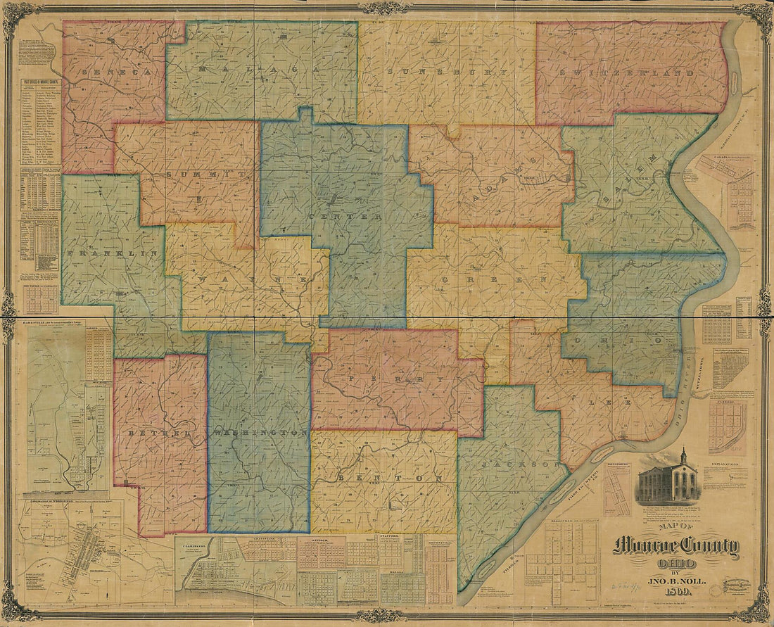 This old map of Map of Monroe County, Ohio from 1869 was created by Forbriger & Co Ehrgott, Jno. B. (John B.) Noll in 1869