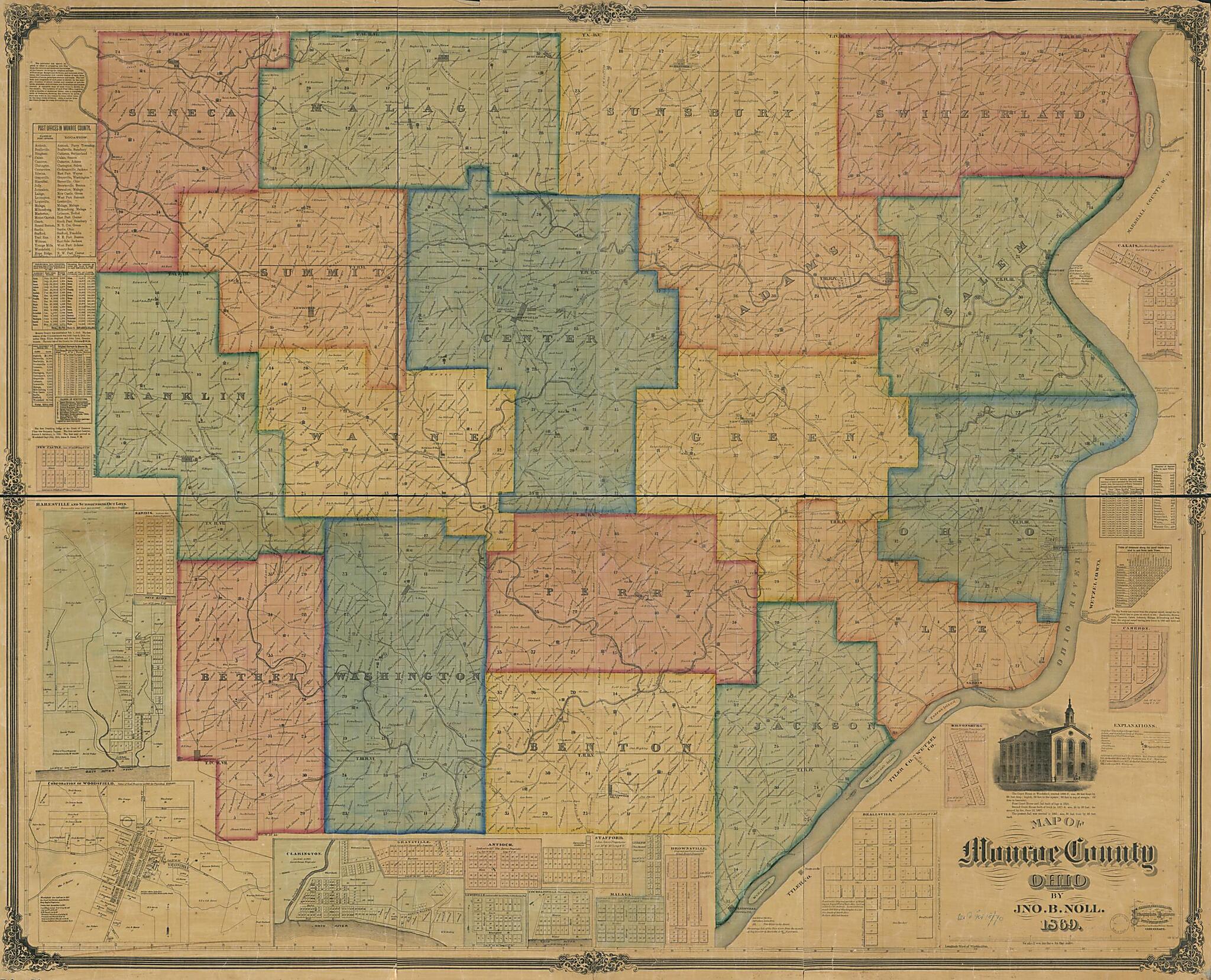 This old map of Map of Monroe County, Ohio from 1869 was created by Forbriger & Co Ehrgott, Jno. B. (John B.) Noll in 1869