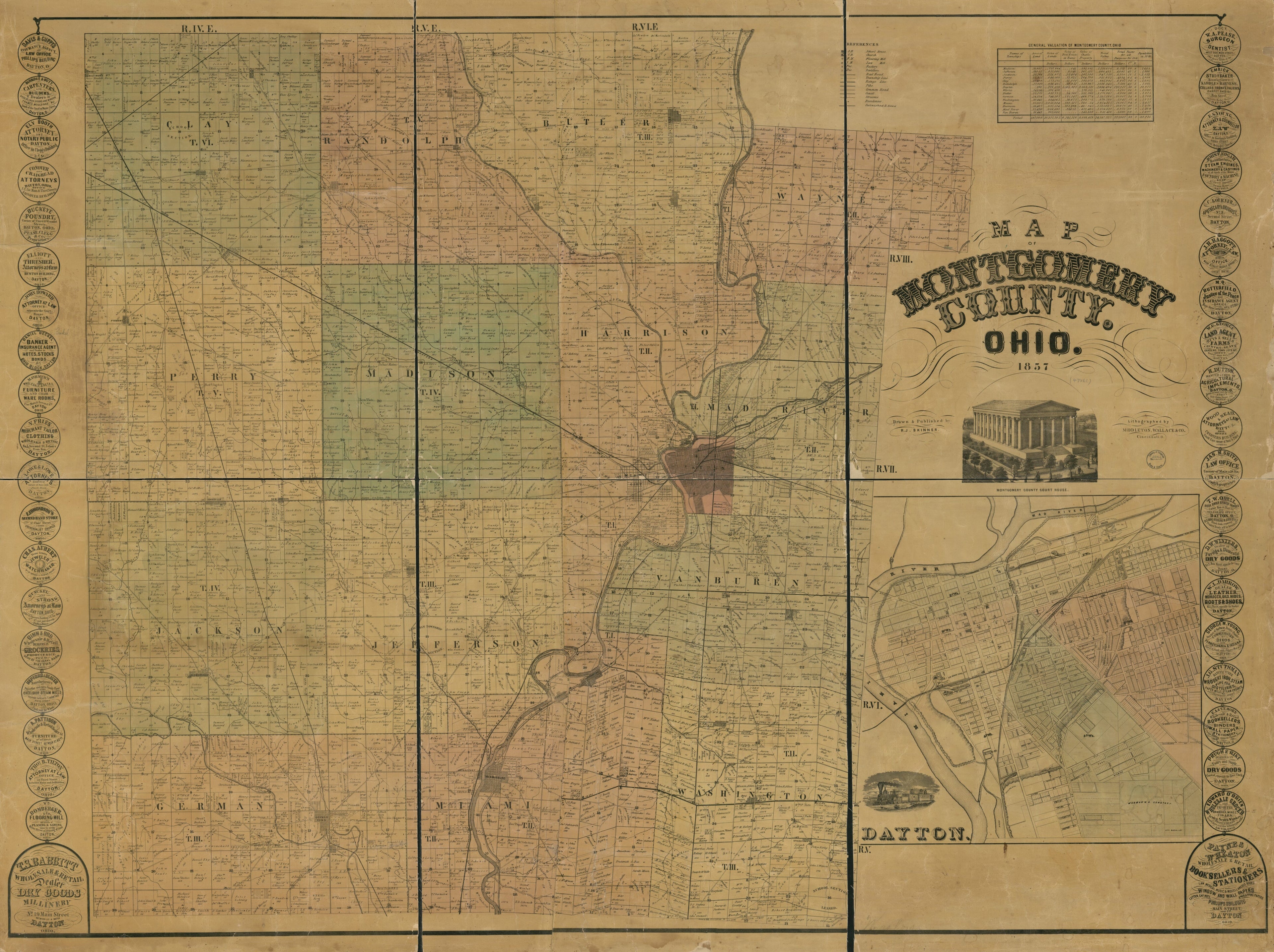 This old map of Map of Montgomery County, Ohio from 1857 was created by Wallace & Co Middleton, Robert J. Skinner in 1857