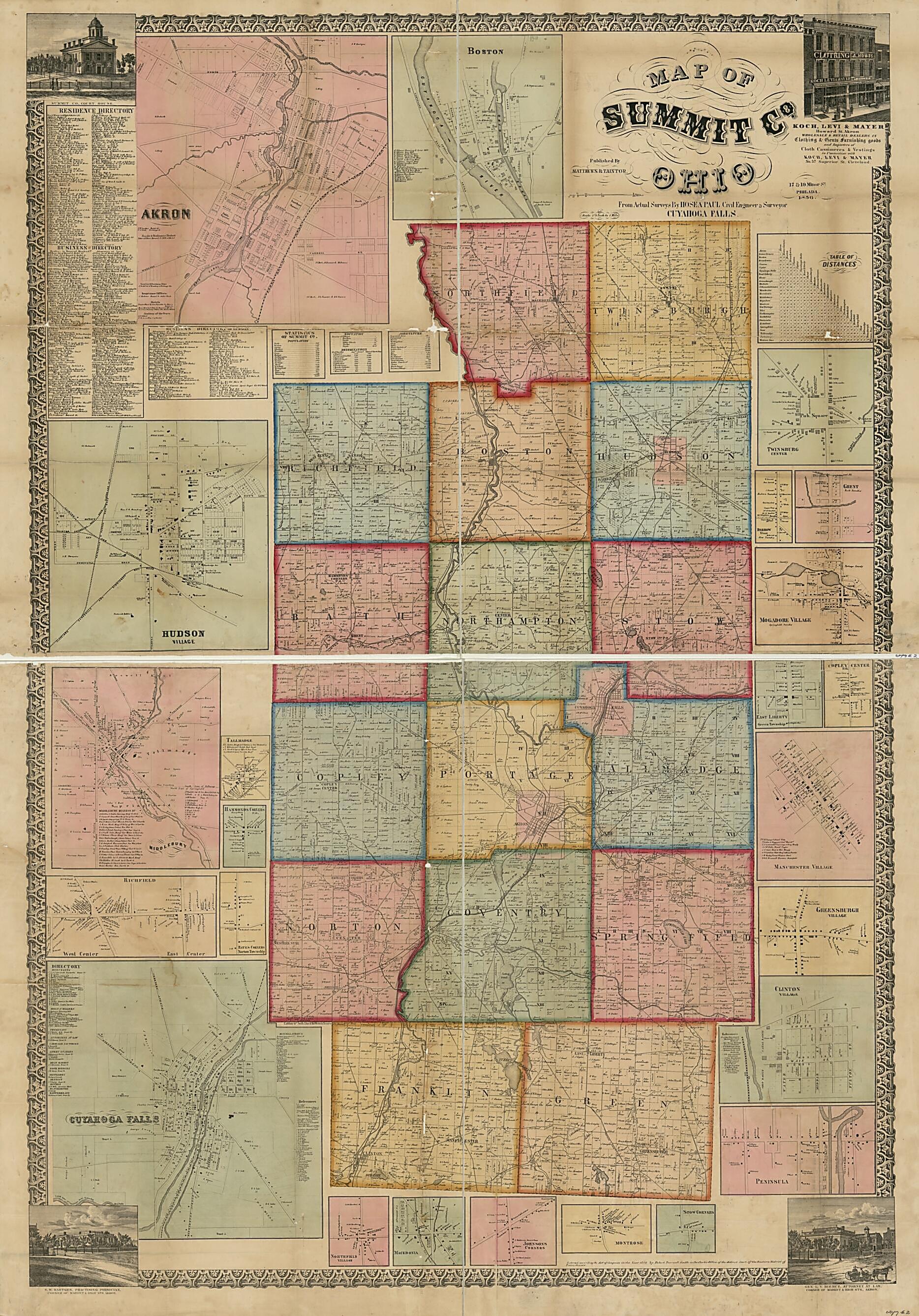 This old map of Map of Summit County, Ohio from 1856 was created by Hosea Paul in 1856