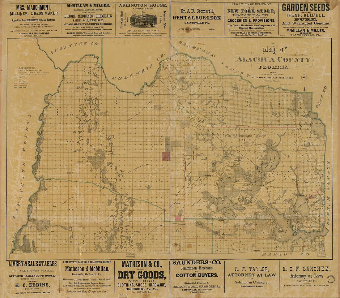 This old map of Map of Alachua County, Florida from 1880 was created by Matheson & McMillan Publishers in 1880