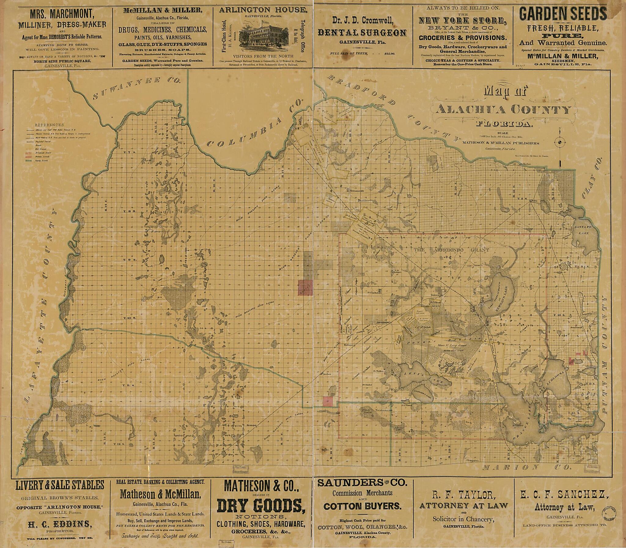 This old map of Map of Alachua County, Florida from 1880 was created by Matheson & McMillan Publishers in 1880