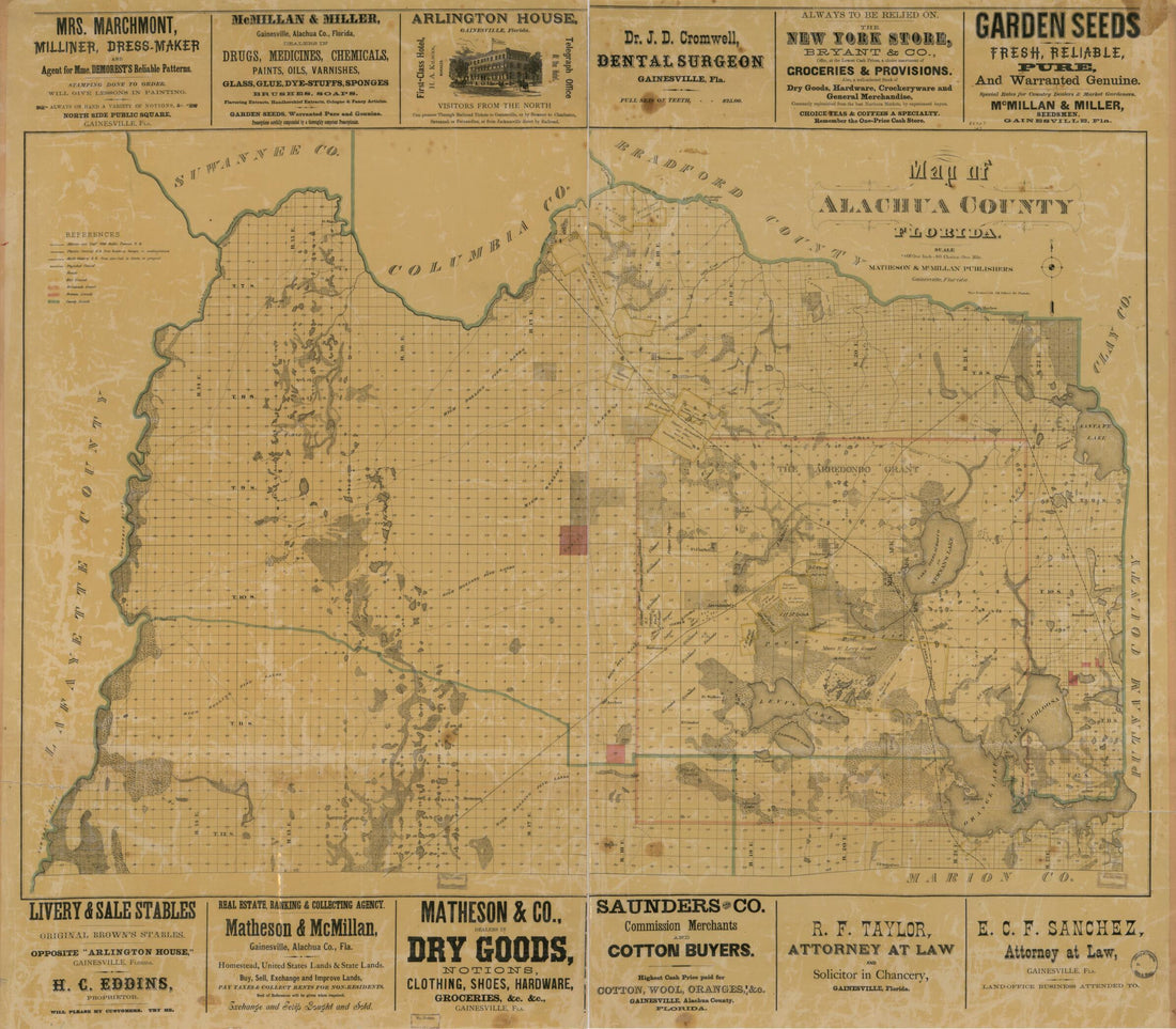 This old map of Map of Alachua County, Florida from 1880 was created by Matheson & McMillan Publishers in 1880
